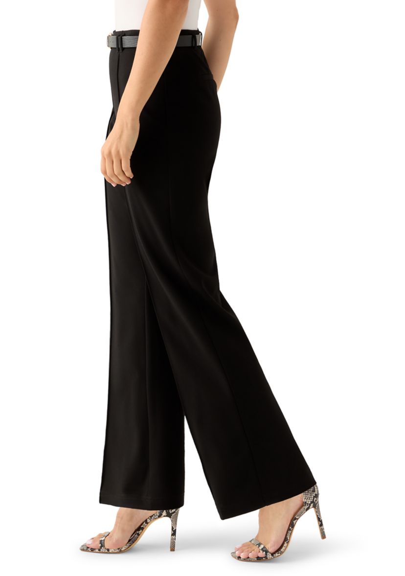 Womens Belted Wide Leg Pants