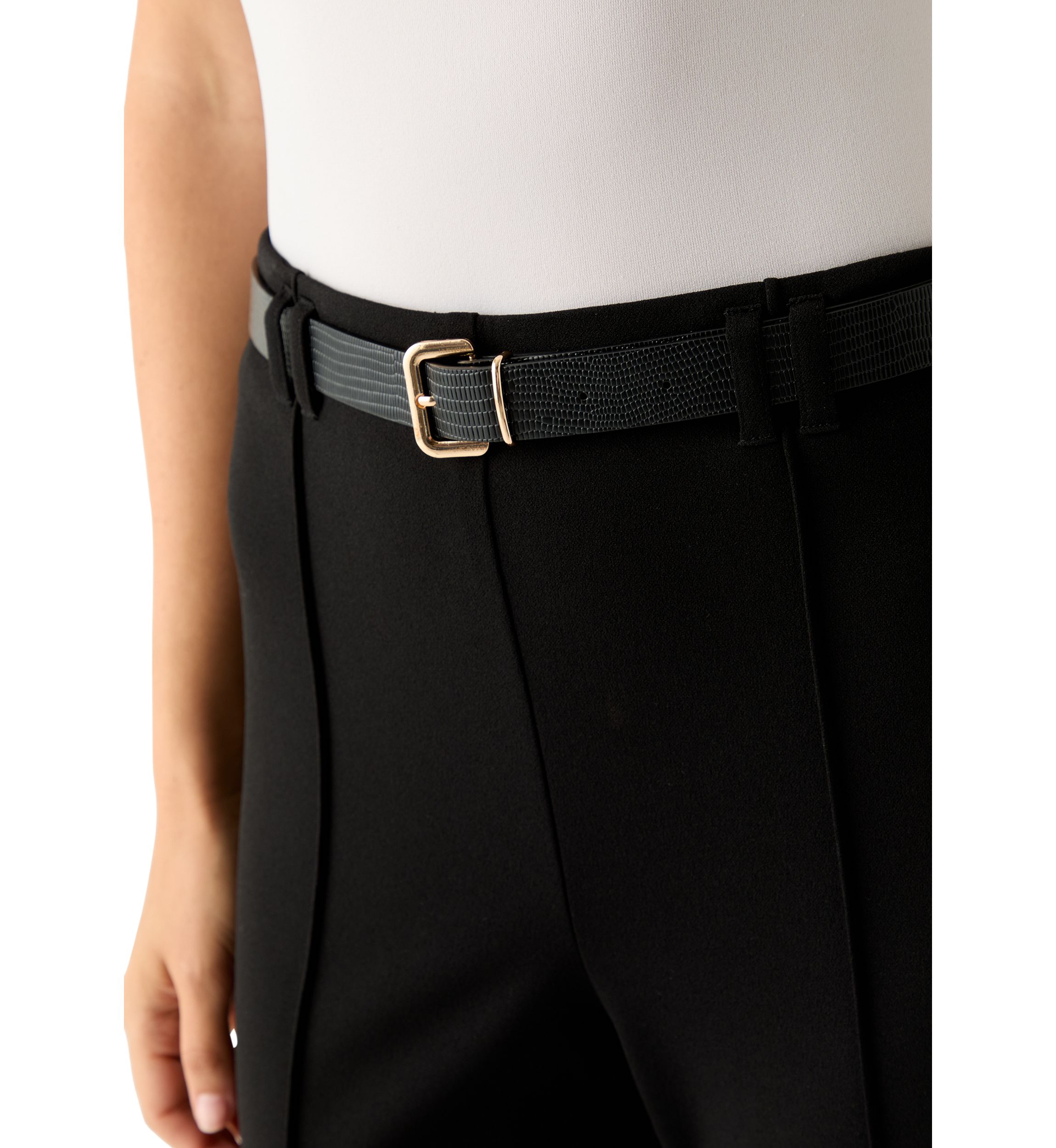Womens Belted Wide Leg Pants