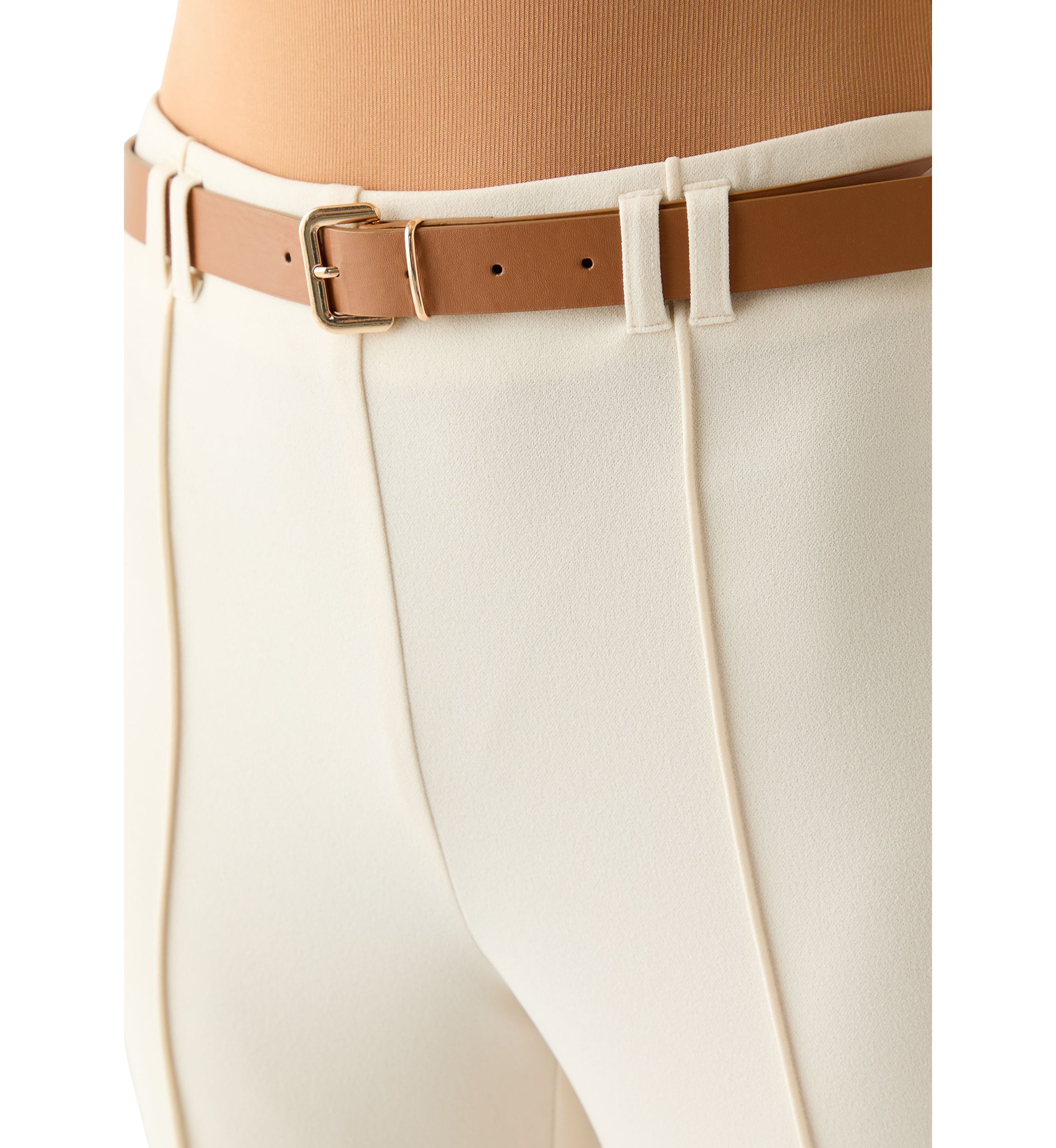 Womens Belted Wide Leg Pants