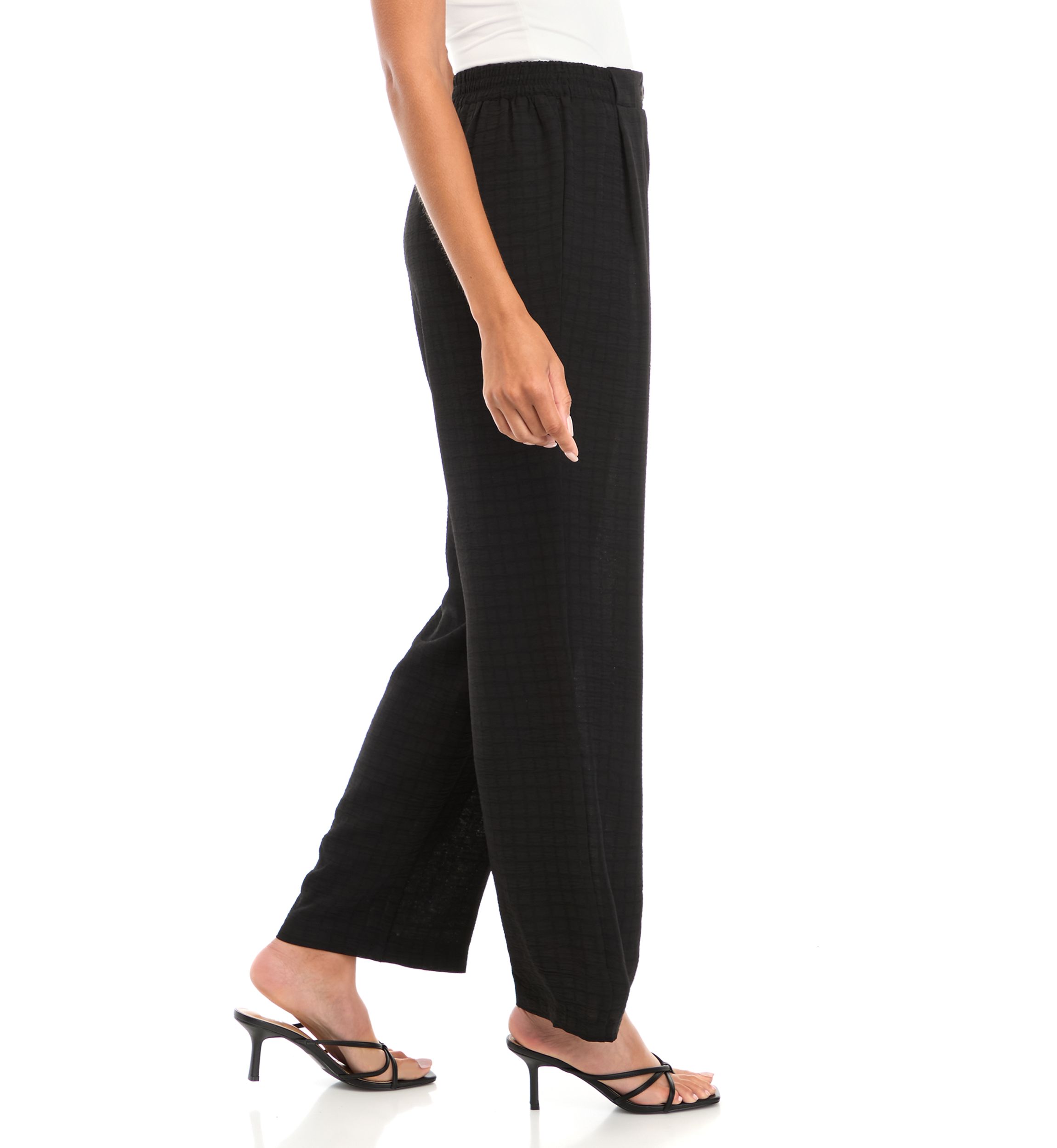 Womens Pull On Wide Leg Pants with Pleats
