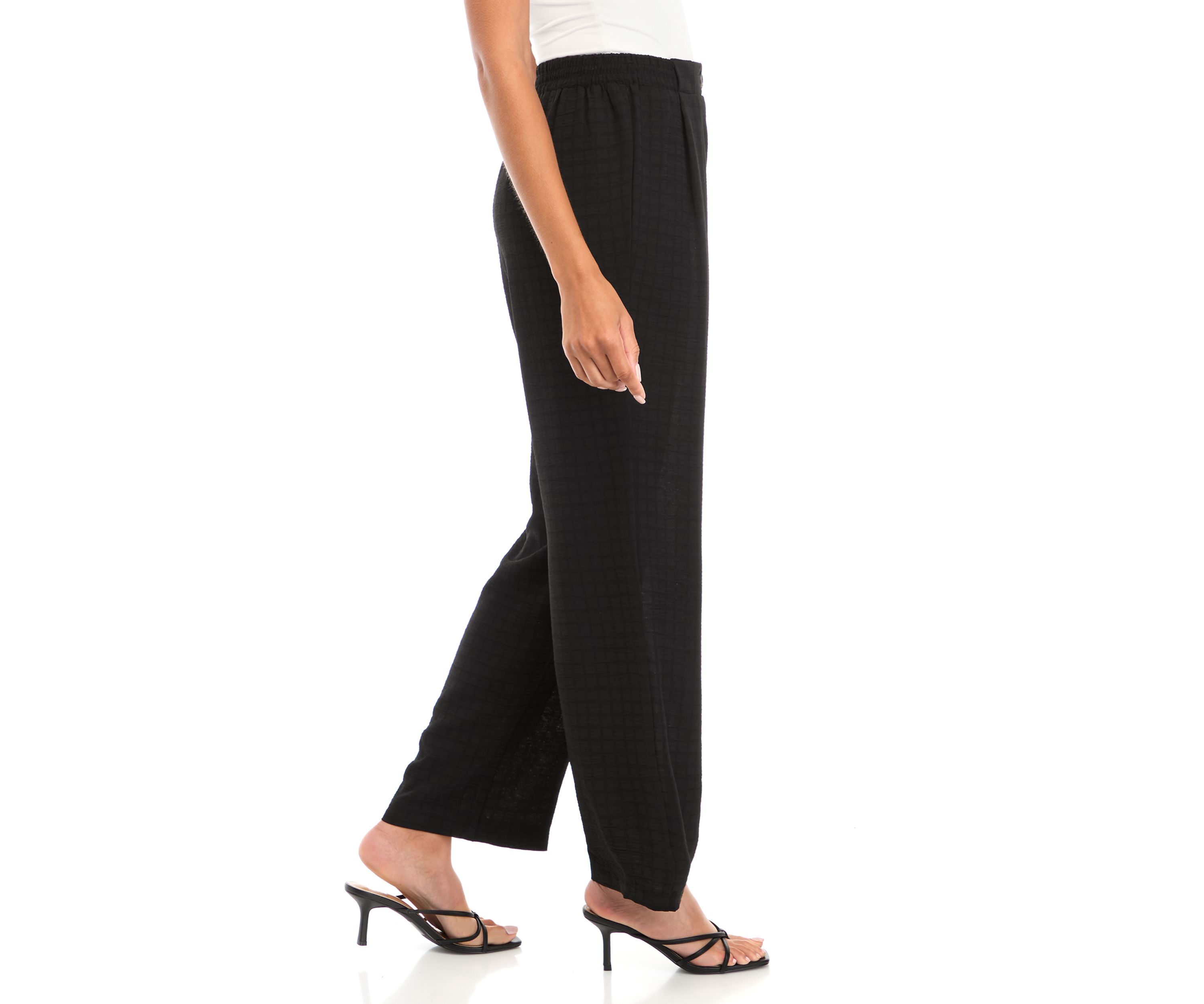 Womens Pull On Wide Leg Pants with Pleats