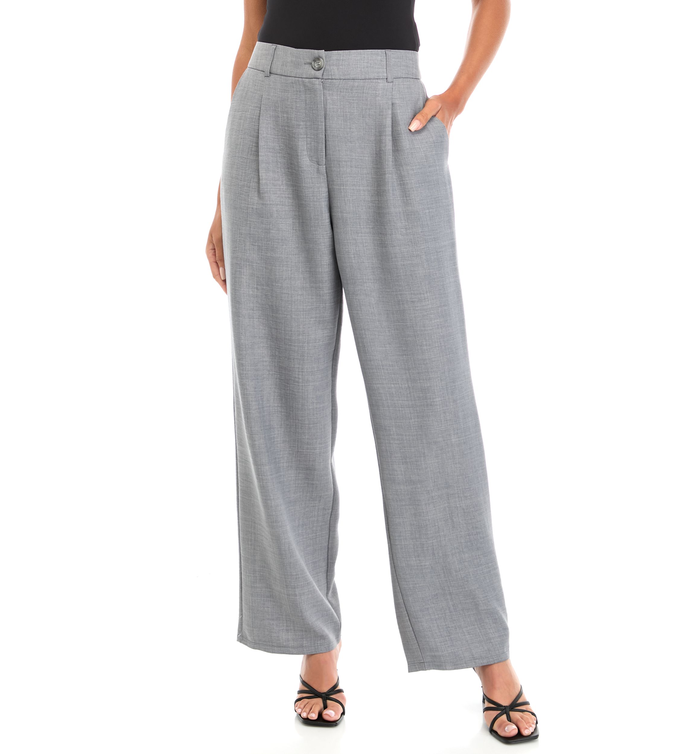 Womens Constructed Wide Leg Pants with Front Pleats