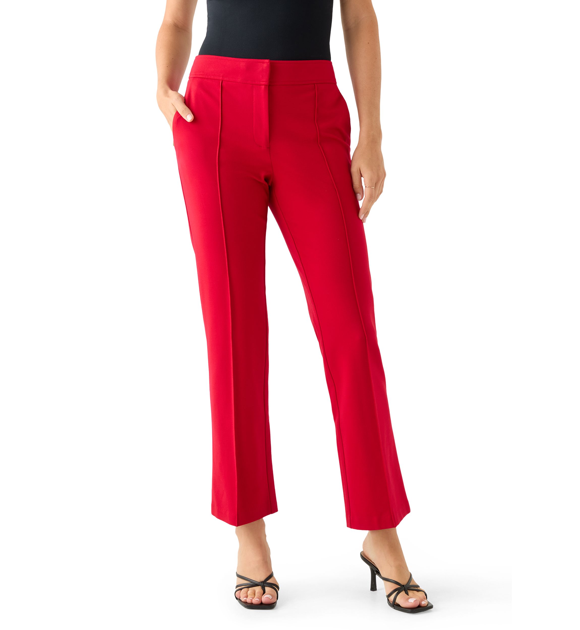 Womens Wide Leg Seamed Ponte Trousers