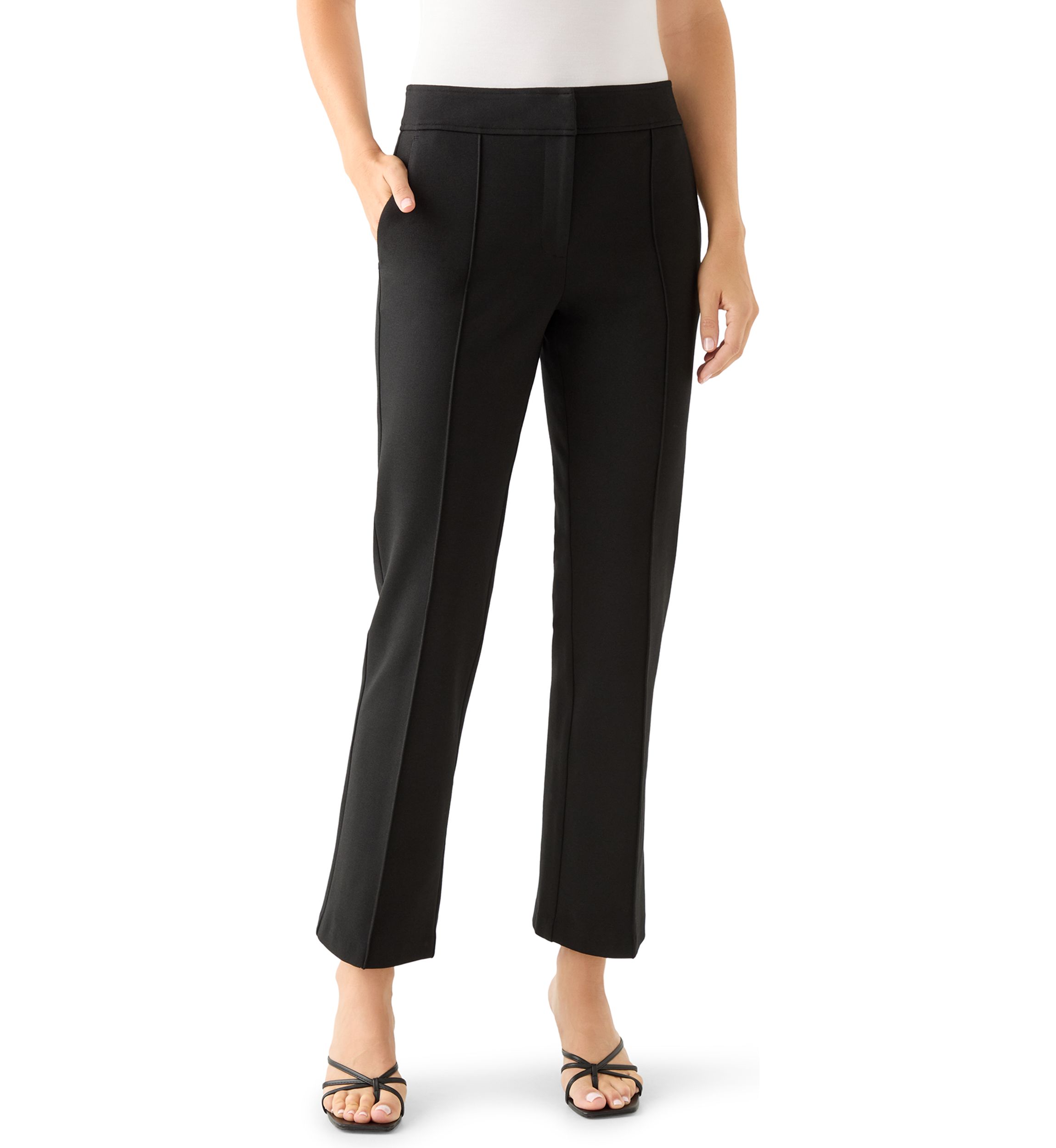 Womens Wide Leg Seamed Ponte Pants 