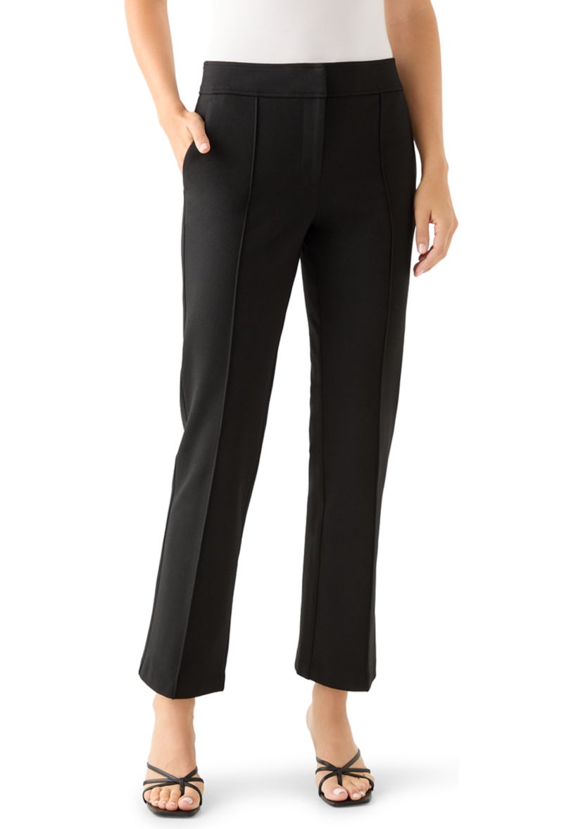 Womens Wide Leg Seamed Ponte Pants 