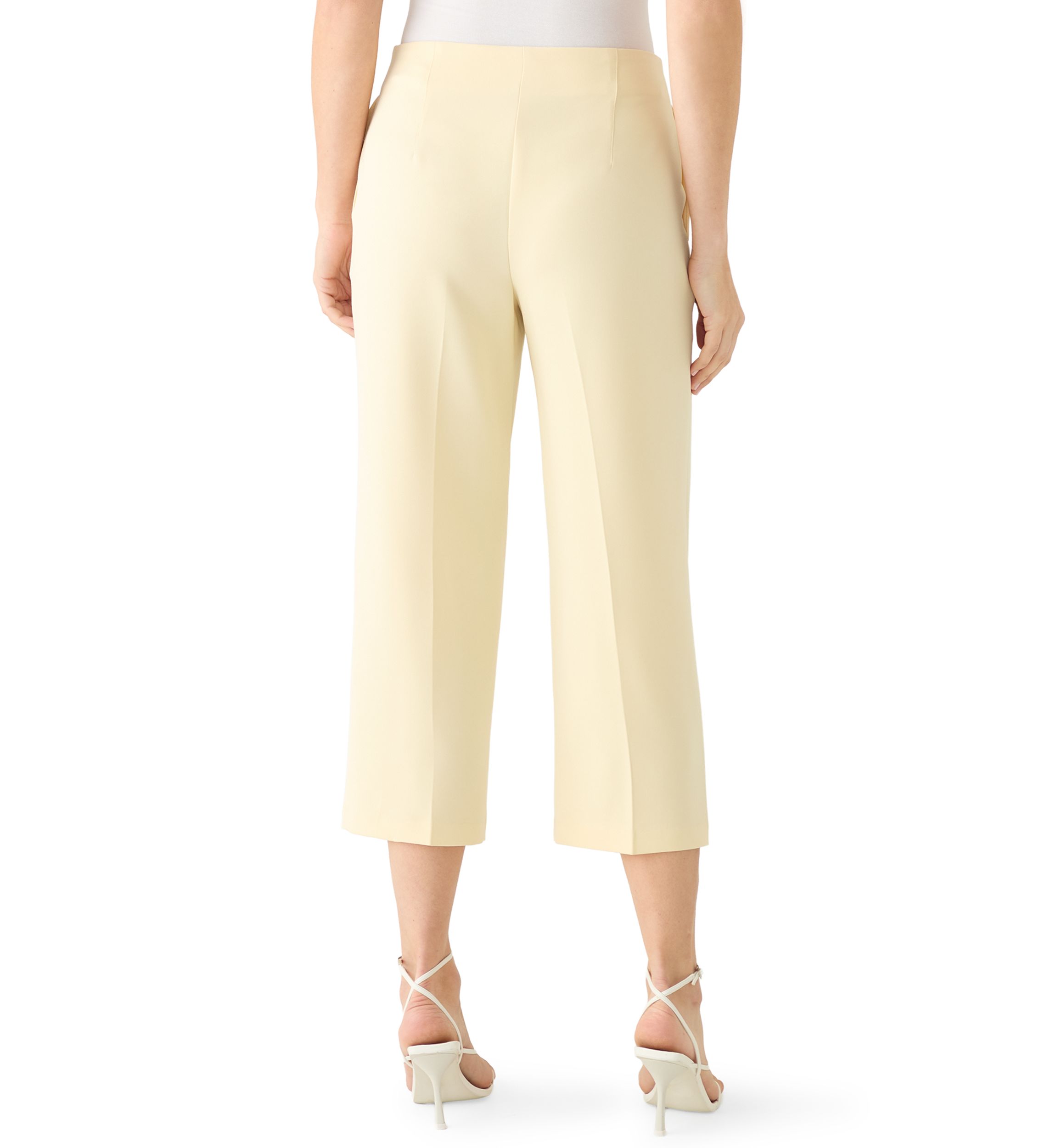 SOHO WHITE Women's Wide Leg Zip Front Cropped Pants | Belk