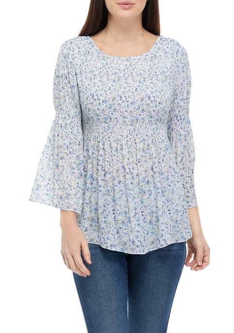 floral & ivy Womens Ruffle Neck Floral Print