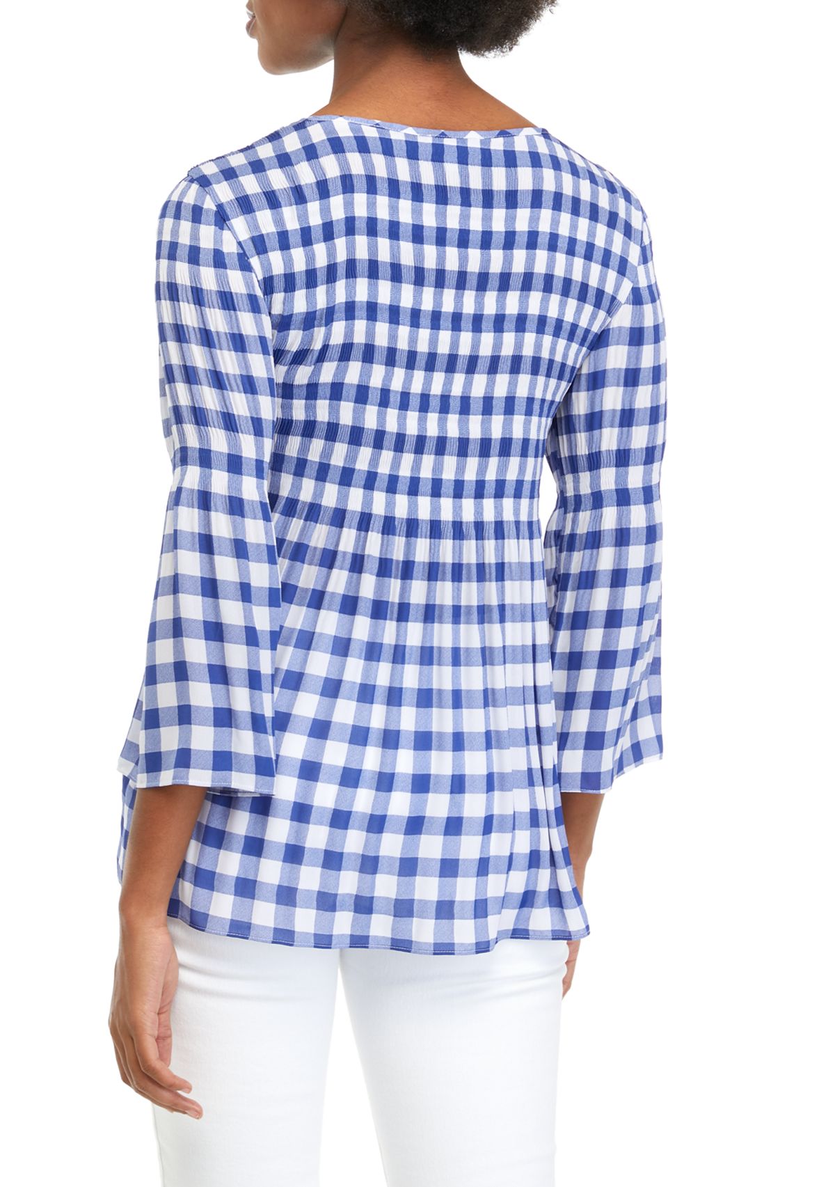 Womens Long Sleeve Keyhole Pleated Top 