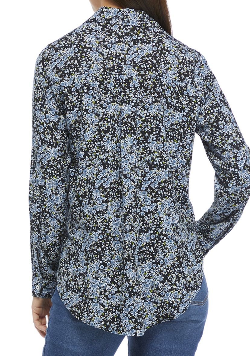 Womens Floral Button Down Shirt 