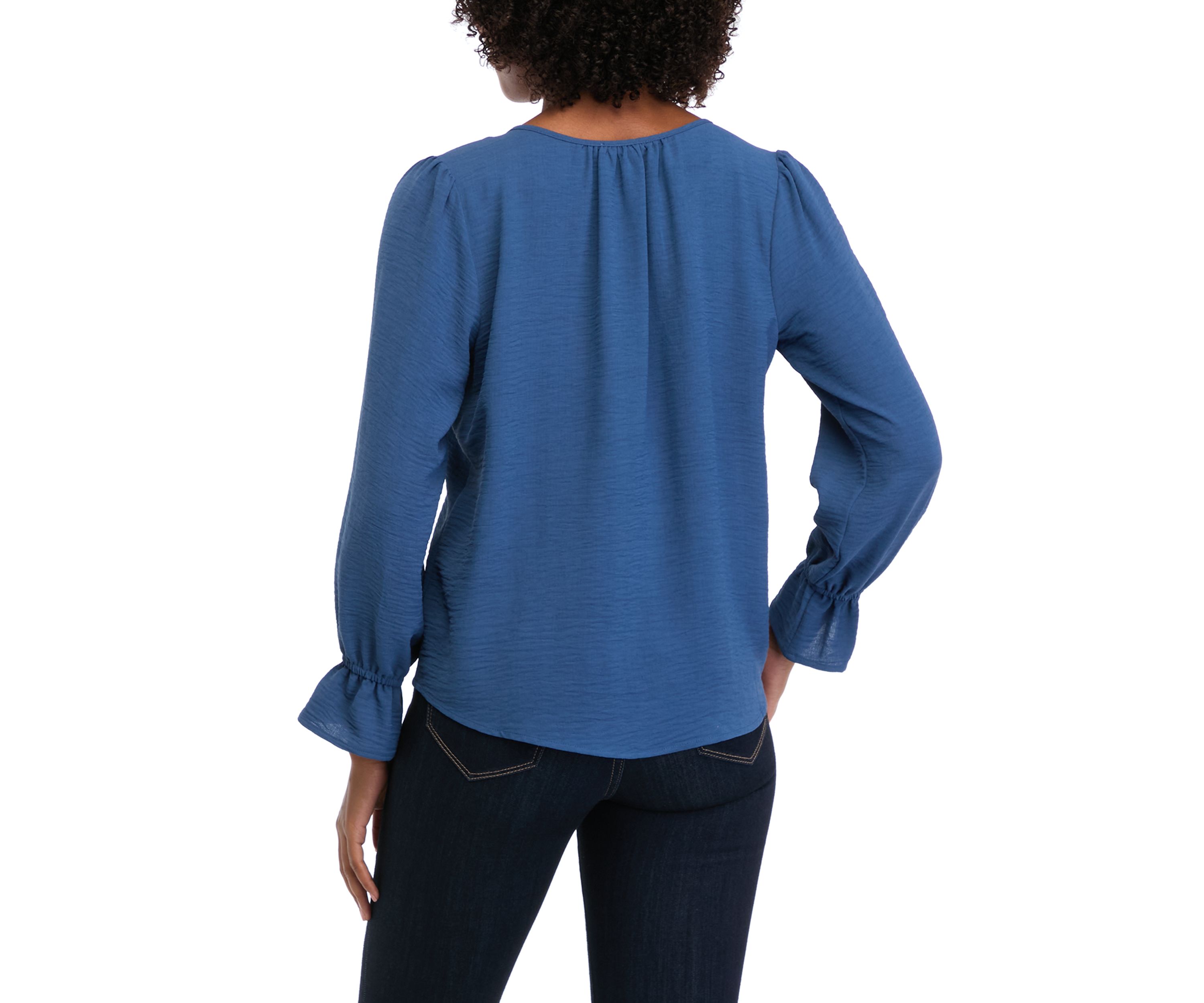 Womens Long Sleeve Tie Neck Blouse