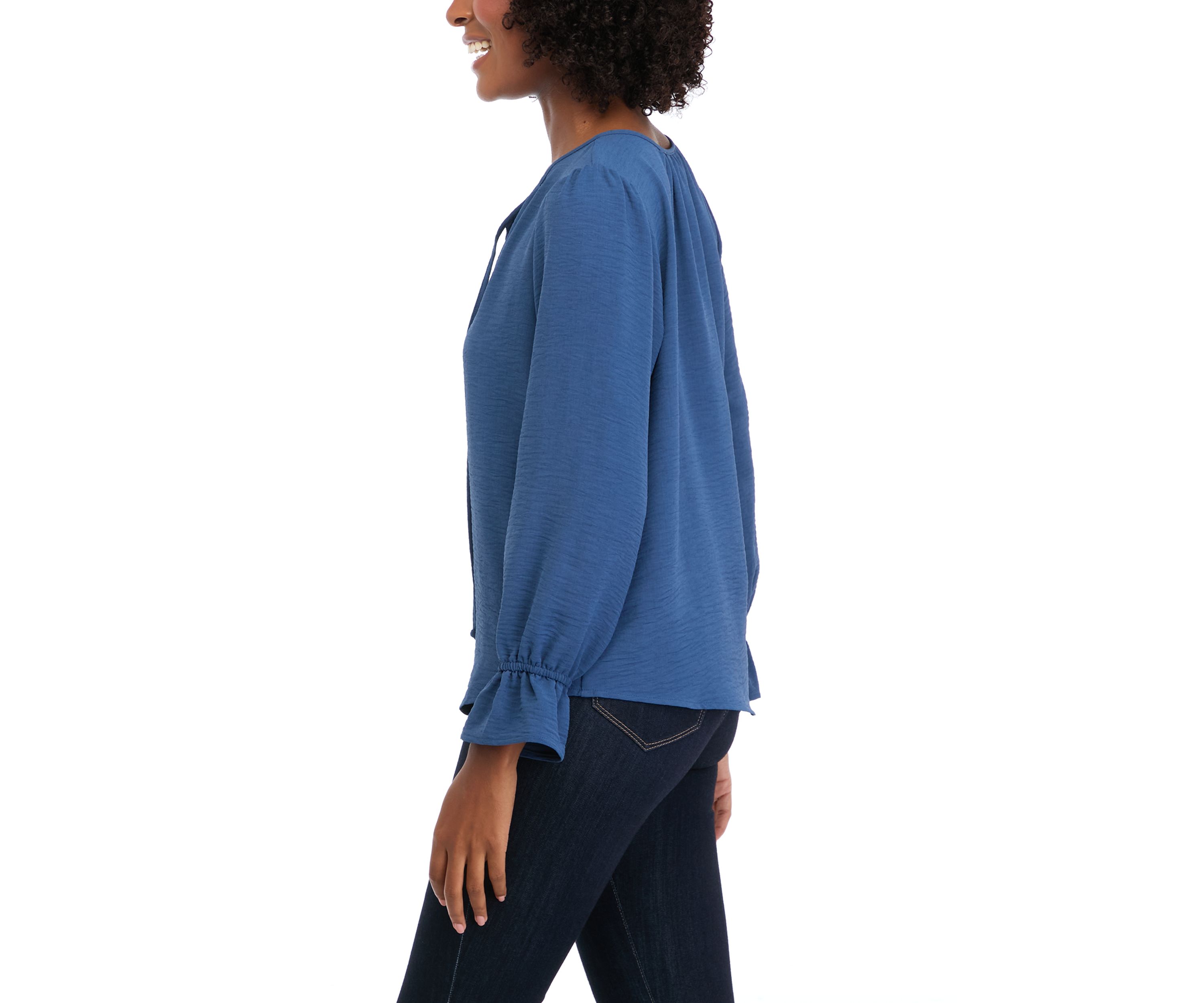 Womens Long Sleeve Tie Neck Blouse