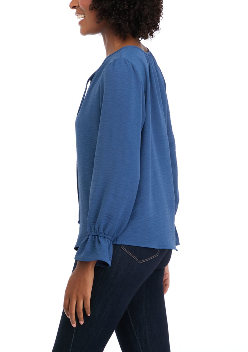 Womens Long Sleeve Tie Neck Blouse