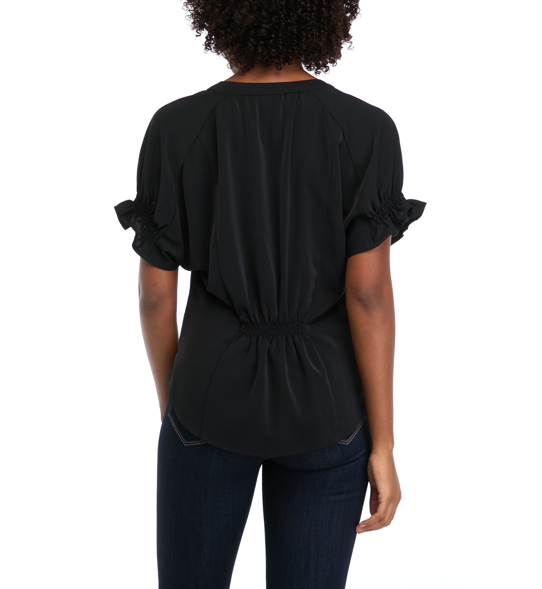 Womens Short Sleeve Ruffle Blouse