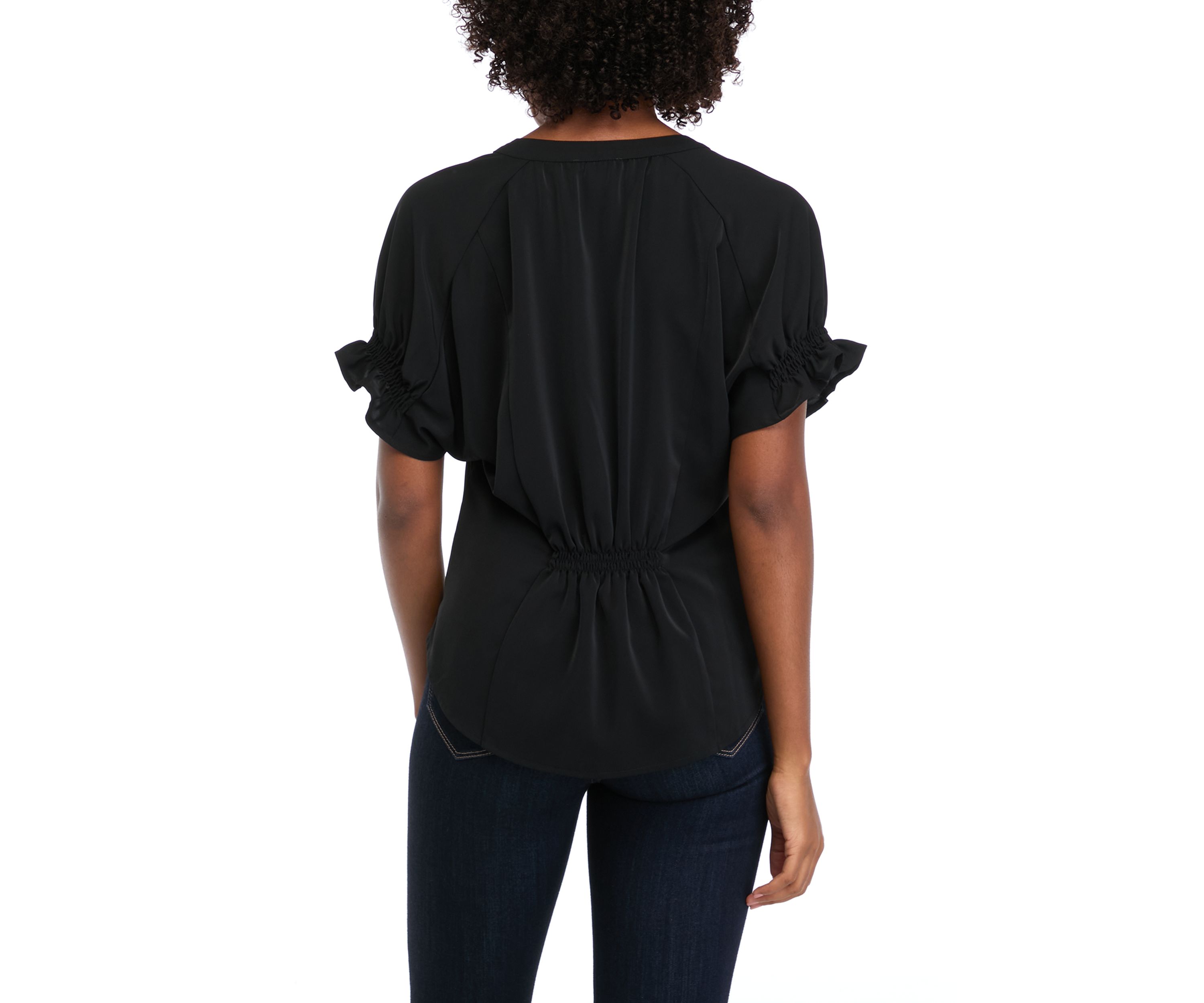 Womens Short Sleeve Ruffle Blouse
