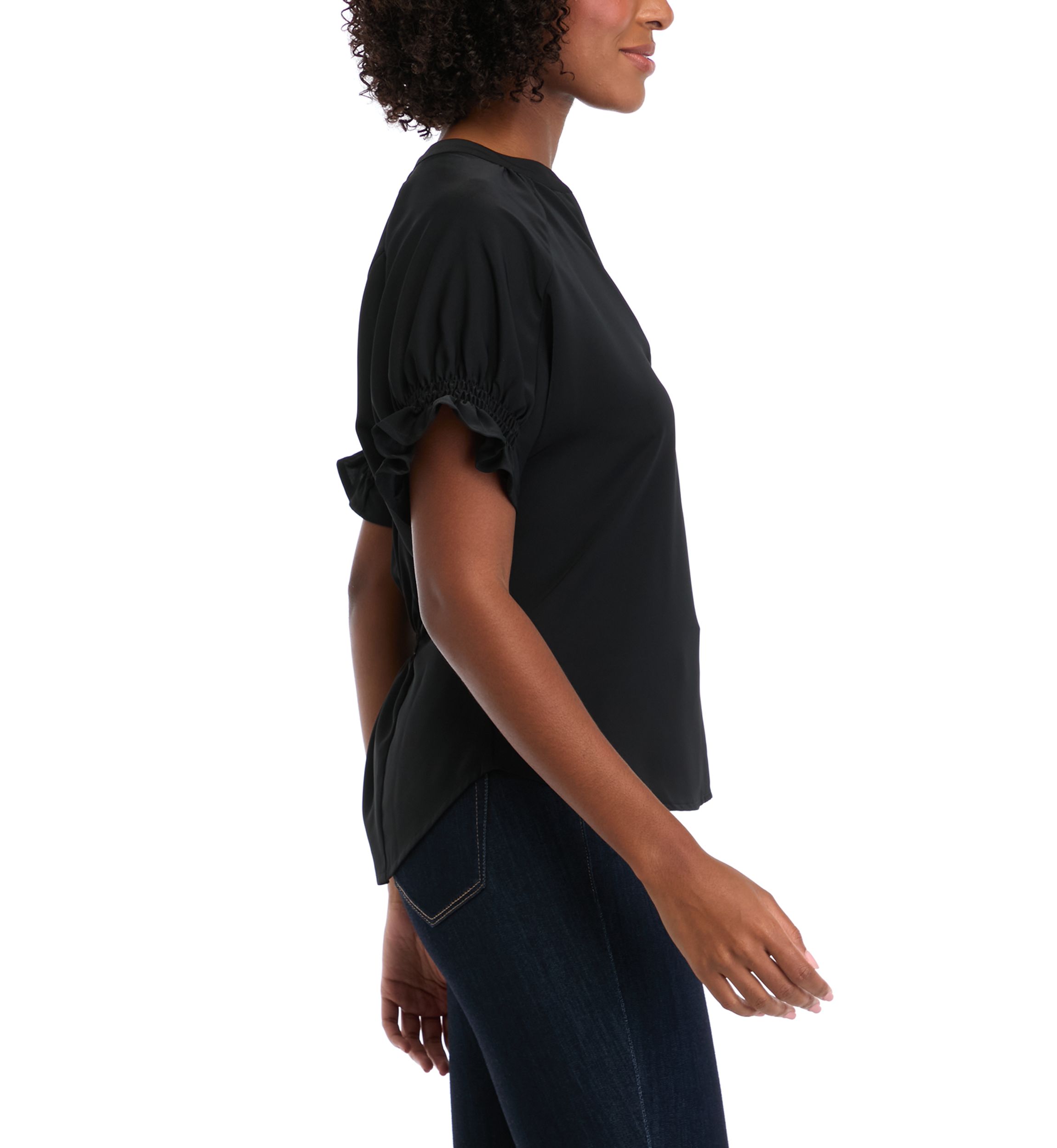 Womens Short Sleeve Ruffle Blouse