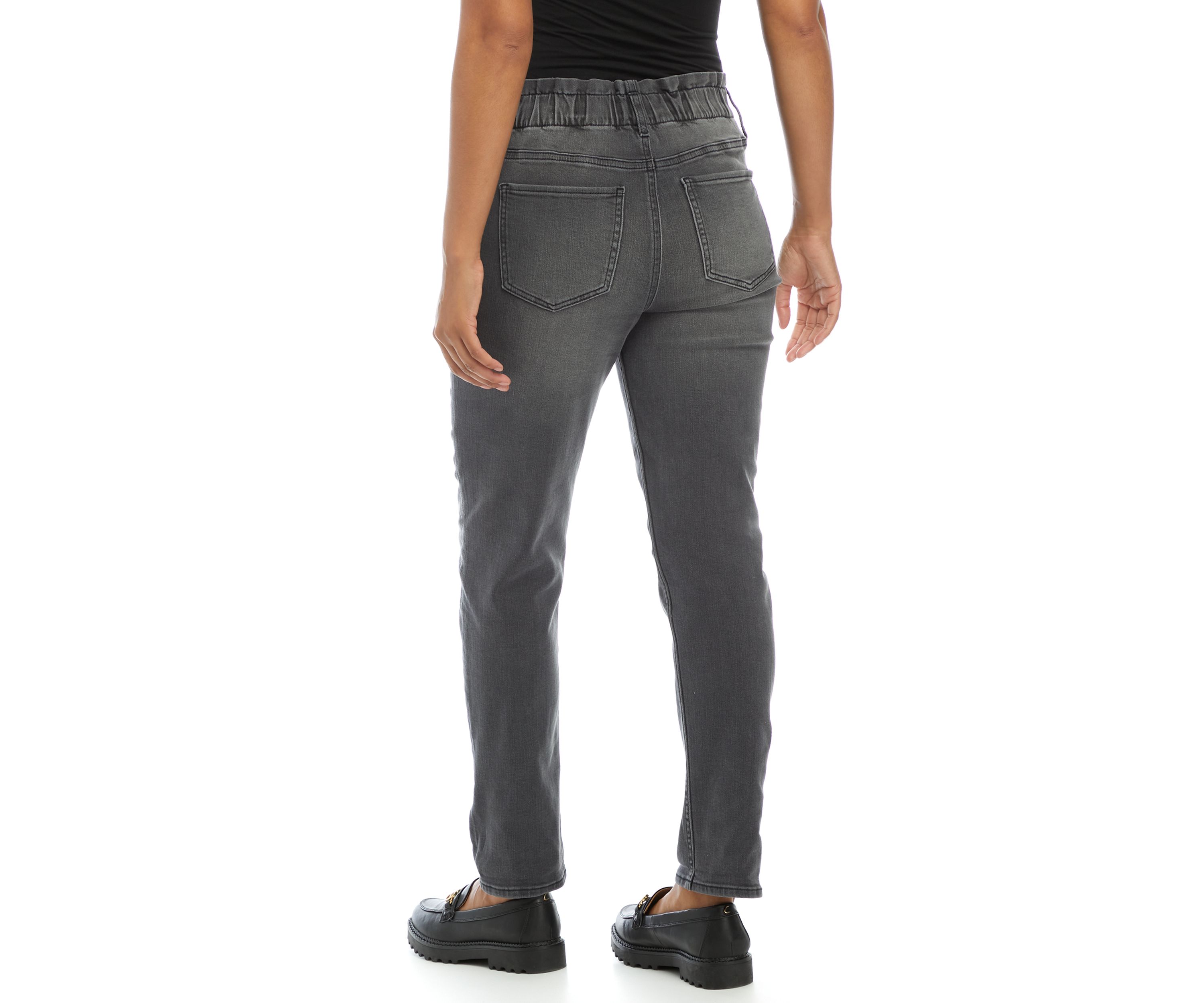 High Rise Elastic Waist Mom Jeans 