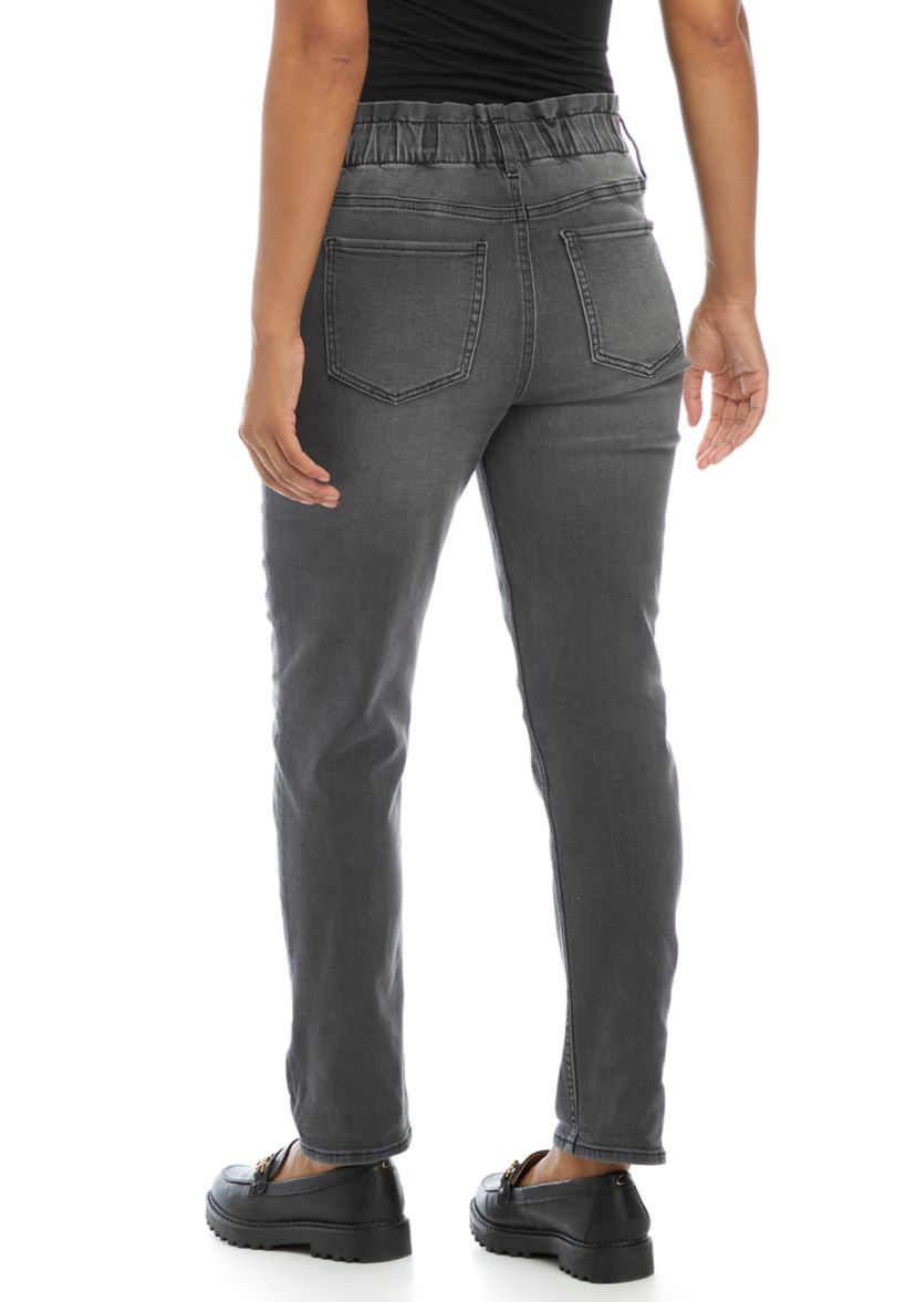 High Rise Elastic Waist Mom Jeans 