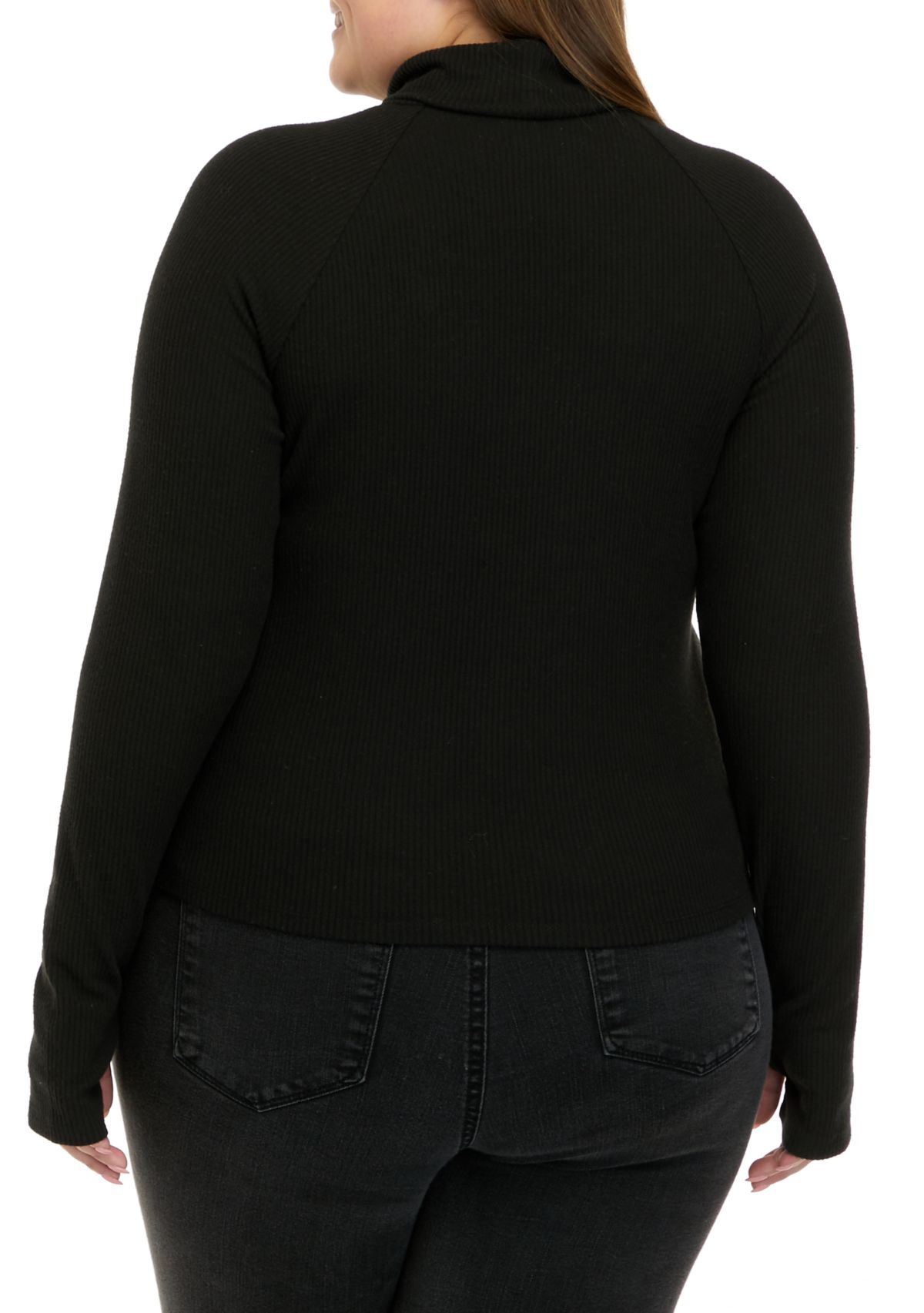 Plus Size Long Sleeve Mock Neck Tiny T-Shirt