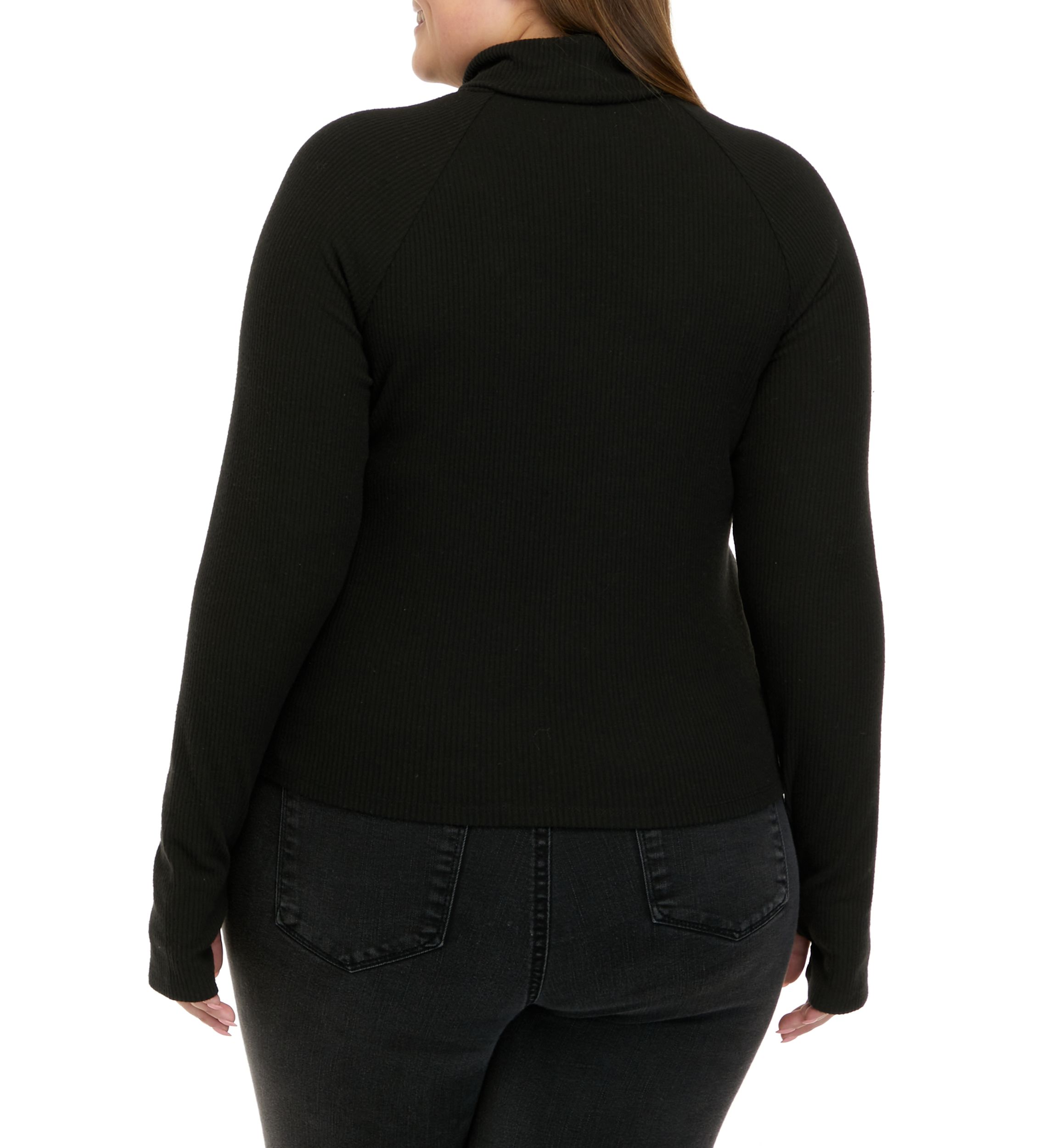 Plus Size Long Sleeve Mock Neck Tiny T-Shirt