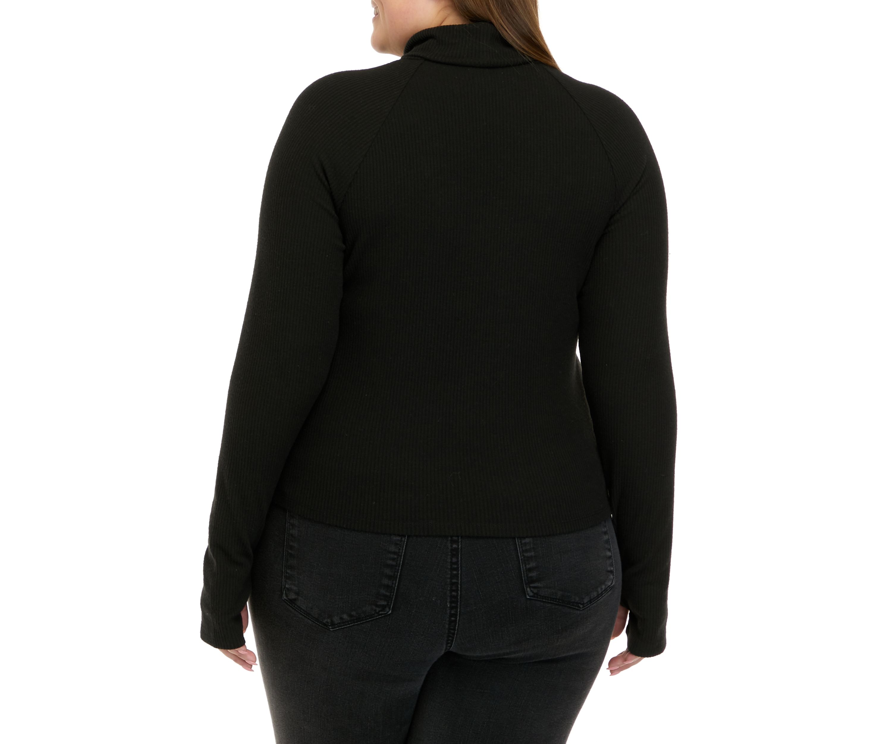 Plus Size Long Sleeve Mock Neck Tiny T-Shirt