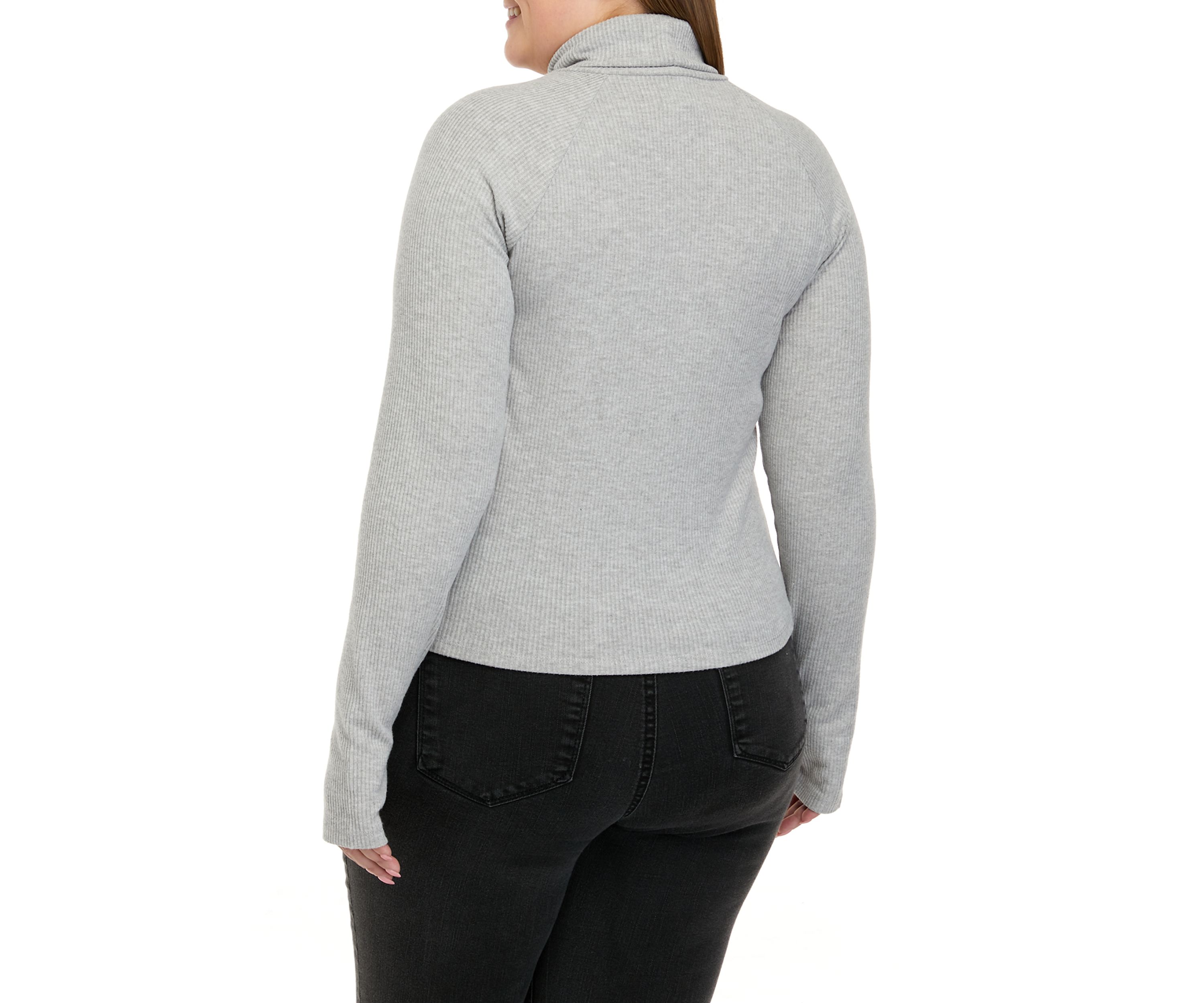 Plus Size Long Sleeve Mock Neck Tiny T-Shirt