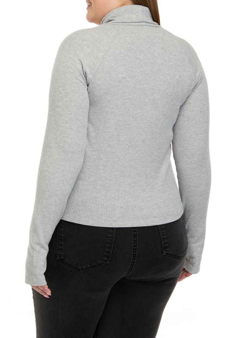Plus Size Long Sleeve Mock Neck Tiny T-Shirt