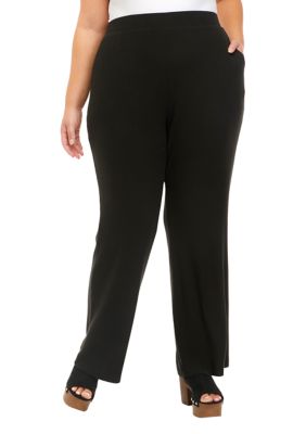 Time and Tru Hacci Pull On Wide Leg Pants, Black Women's Size XL New