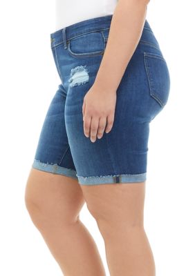 TRUE CRAFT Plus Size Mid Rise Cuffed Bermuda Shorts | belk