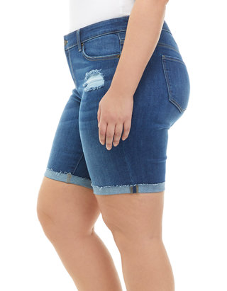 TRUE CRAFT Plus Size Mid Rise Cuffed Bermuda Shorts | belk