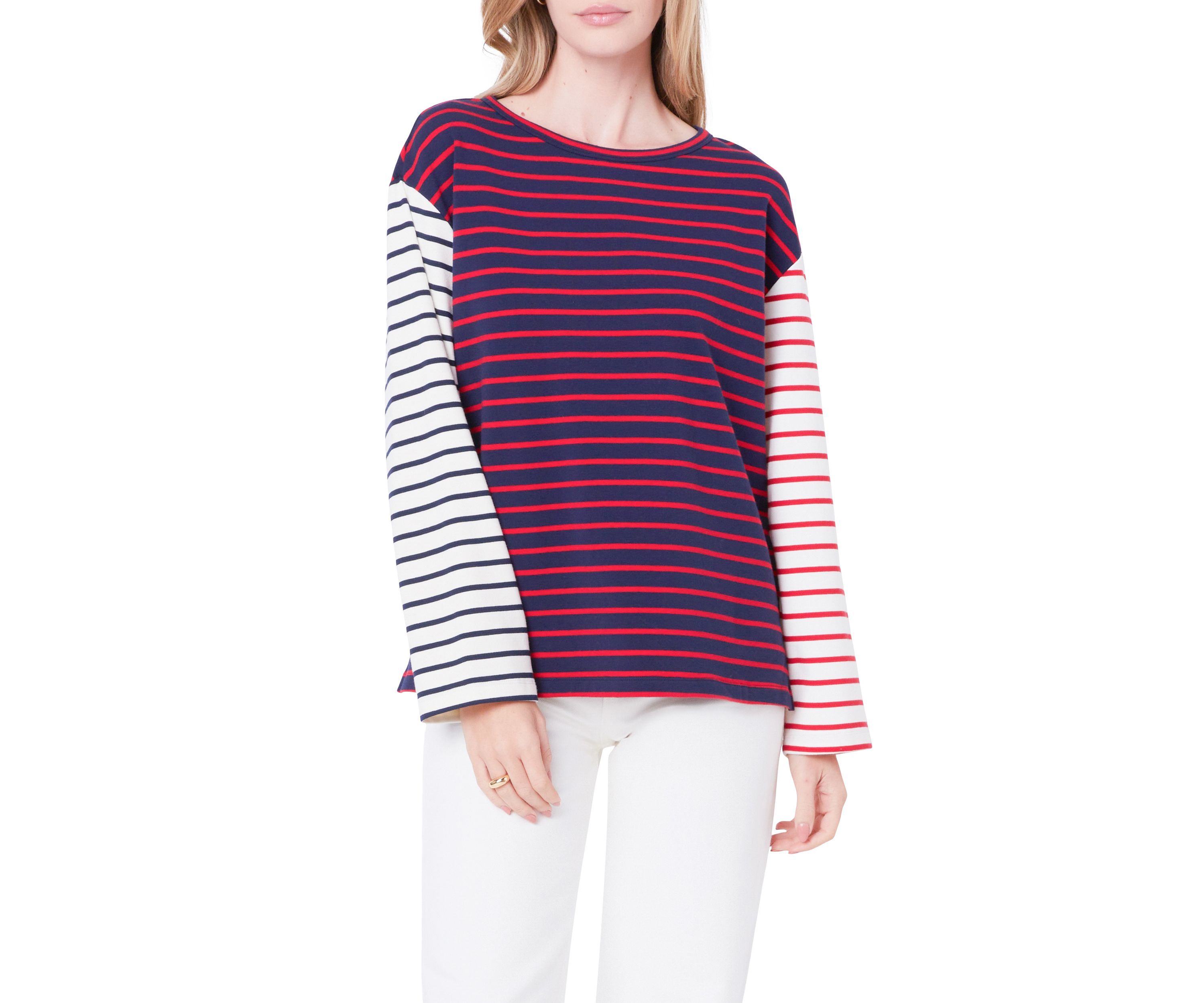 Striped Color Block Long Sleeve Tee