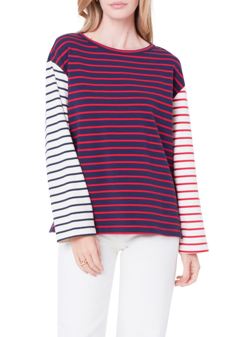 Striped Color Block Long Sleeve Tee