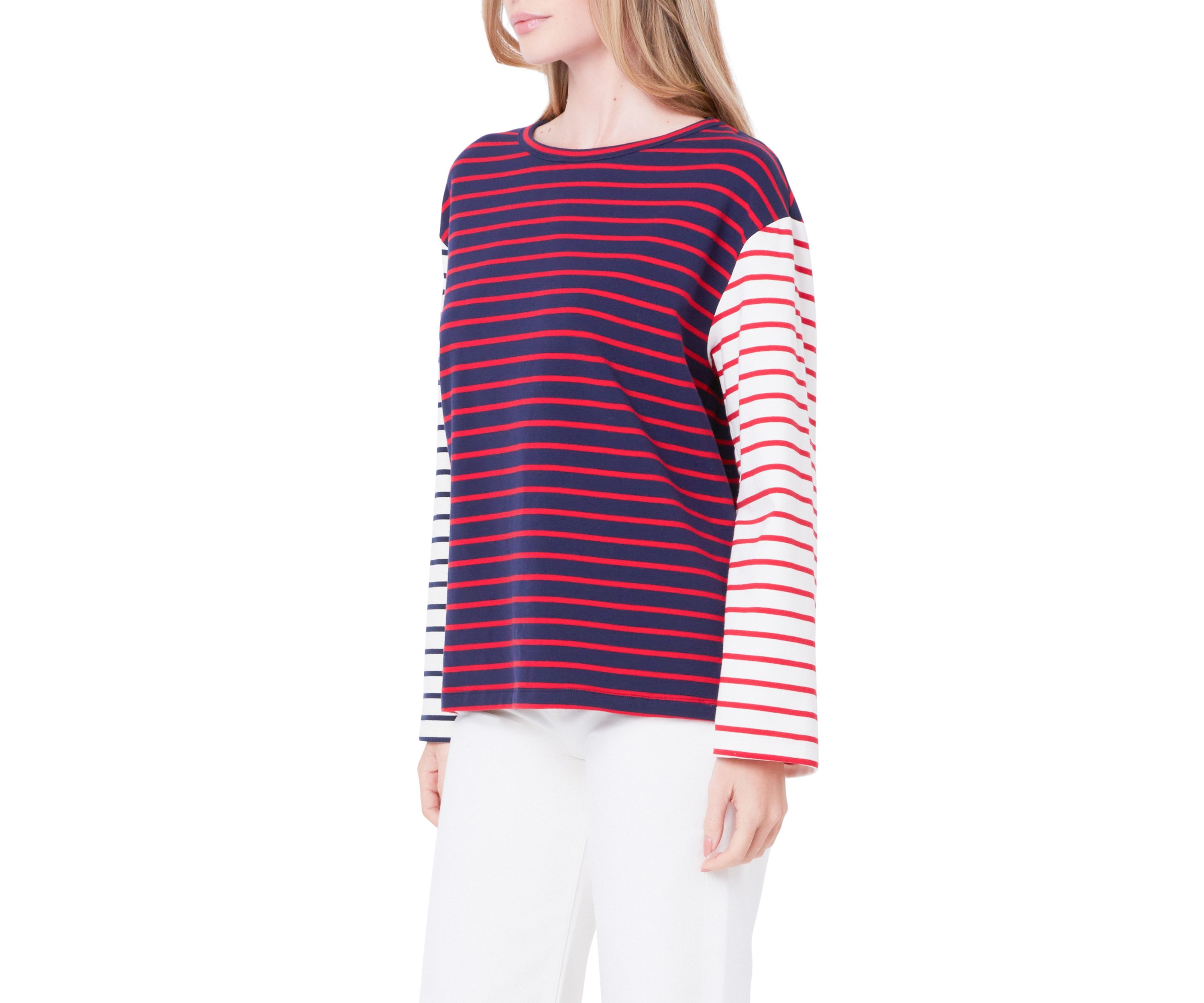 Striped Color Block Long Sleeve Tee