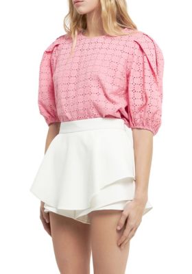 Eyelet Puff Sleeve Top