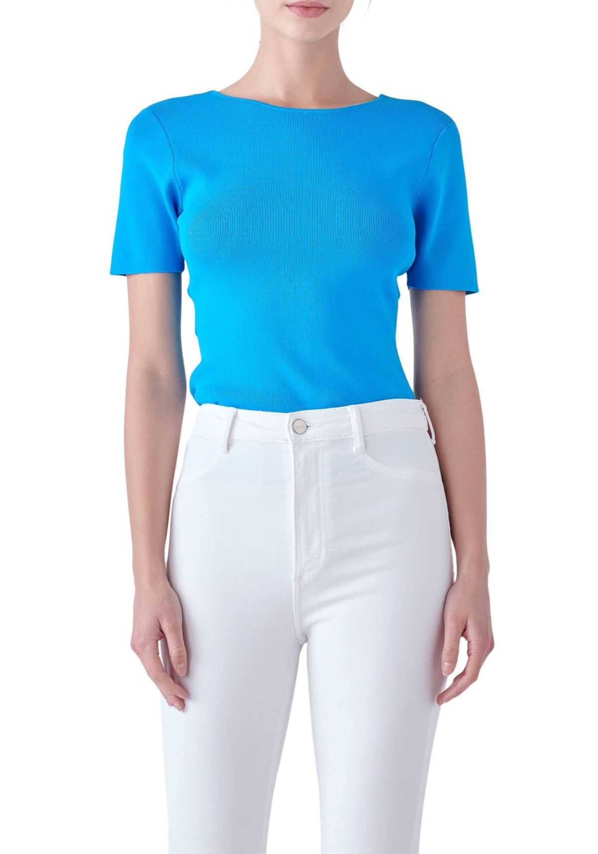 Knotted Back Detail Knit Top