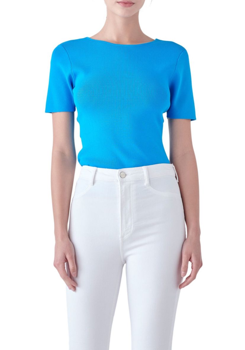 Knotted Back Detail Knit Top