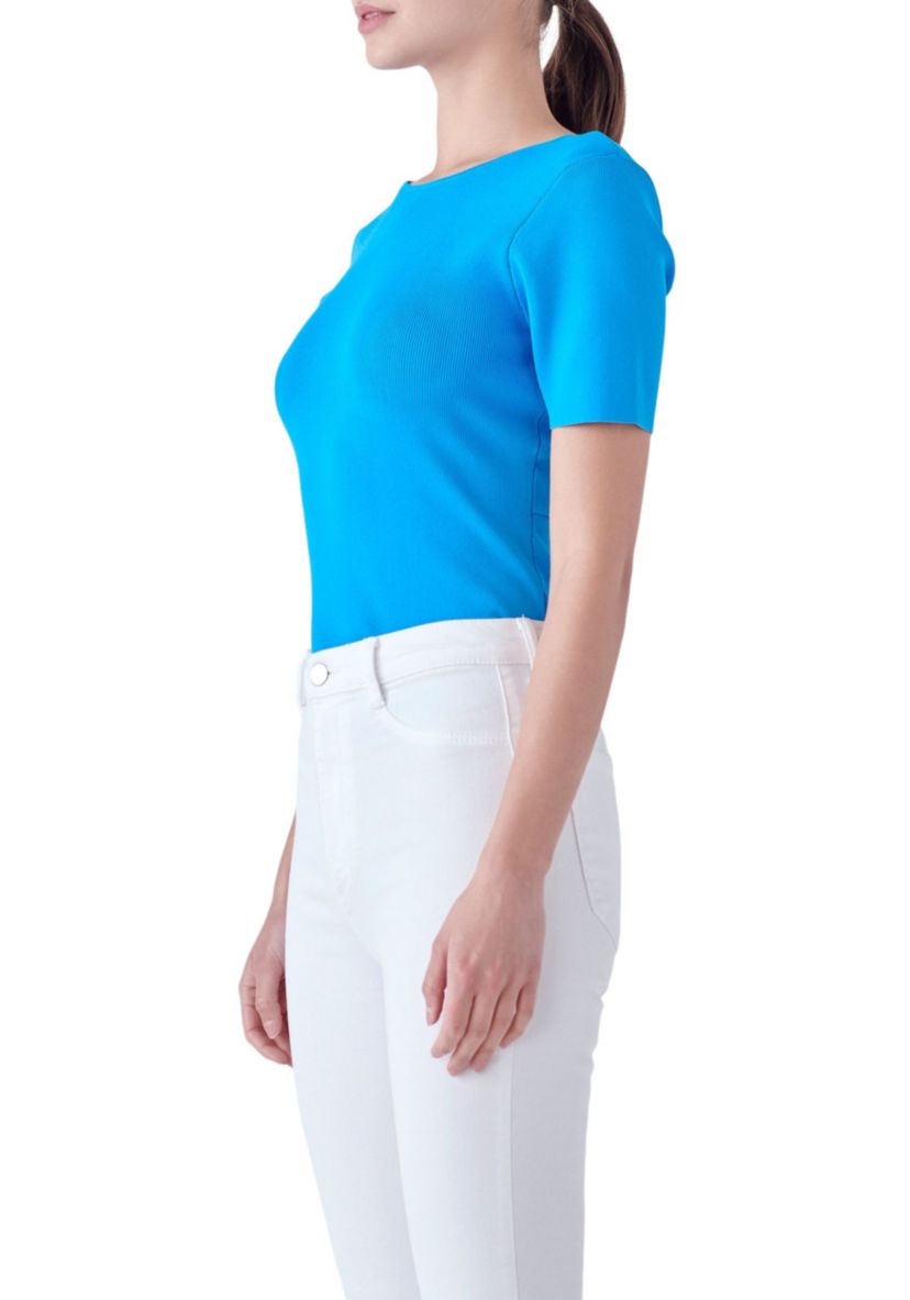 Knotted Back Detail Knit Top