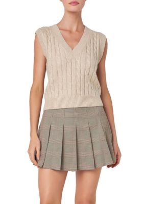 ENGLISH FACTORY Women's Cable Knit Chunky Vest, Medium