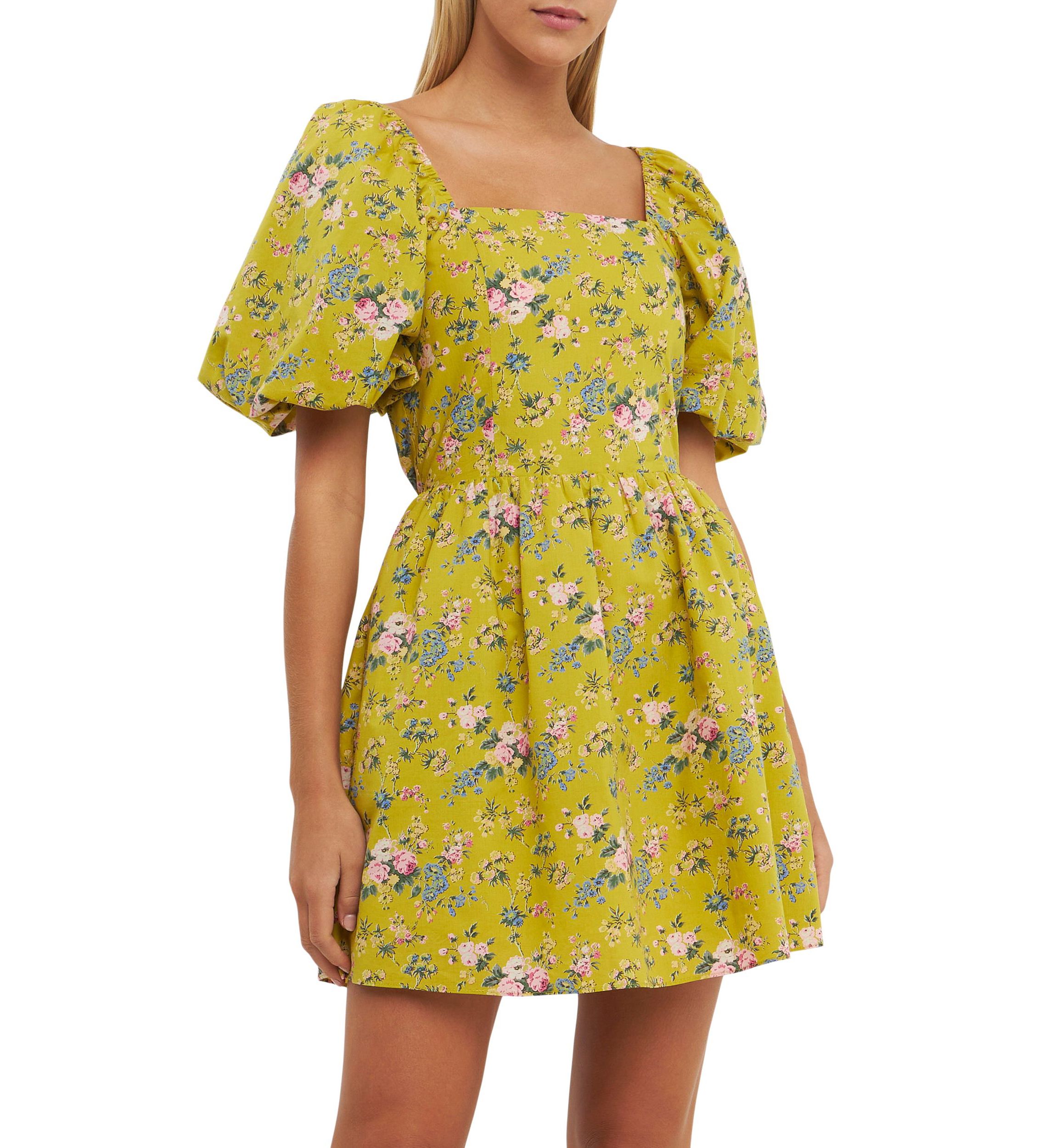 Floral Back Cutout Mini Dress