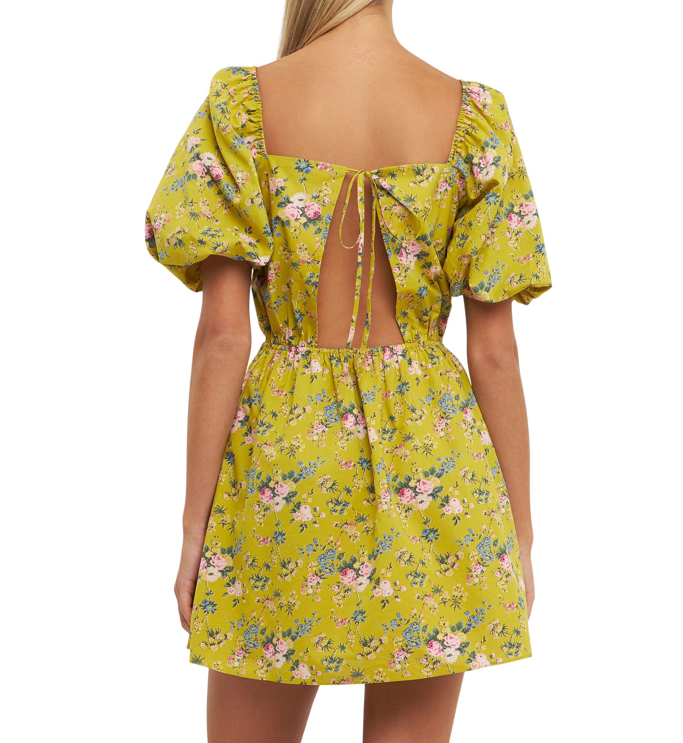 Floral Back Cutout Mini Dress