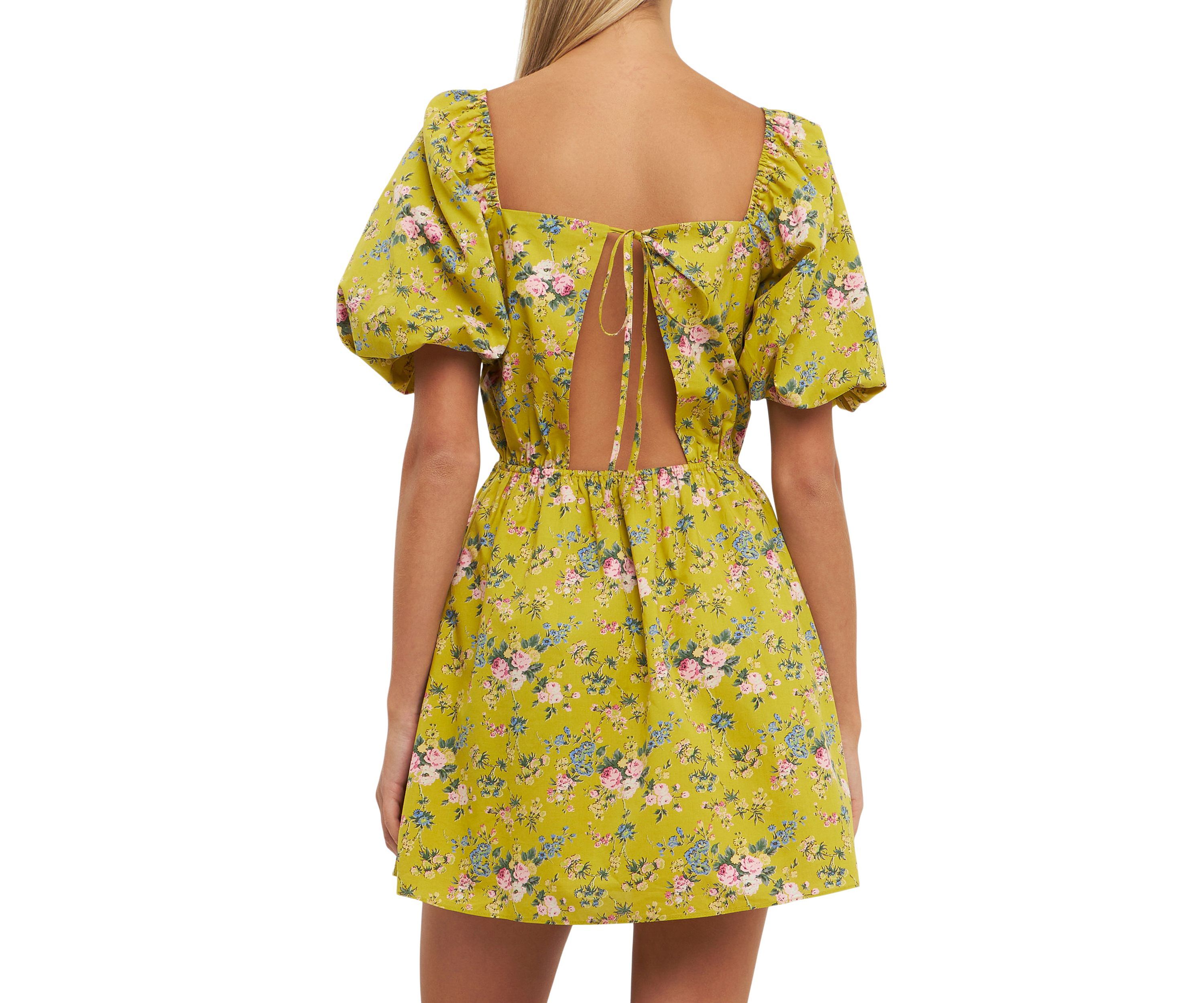 Floral Back Cutout Mini Dress