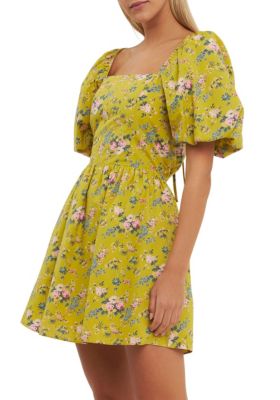 Floral Back Cutout Mini Dress
