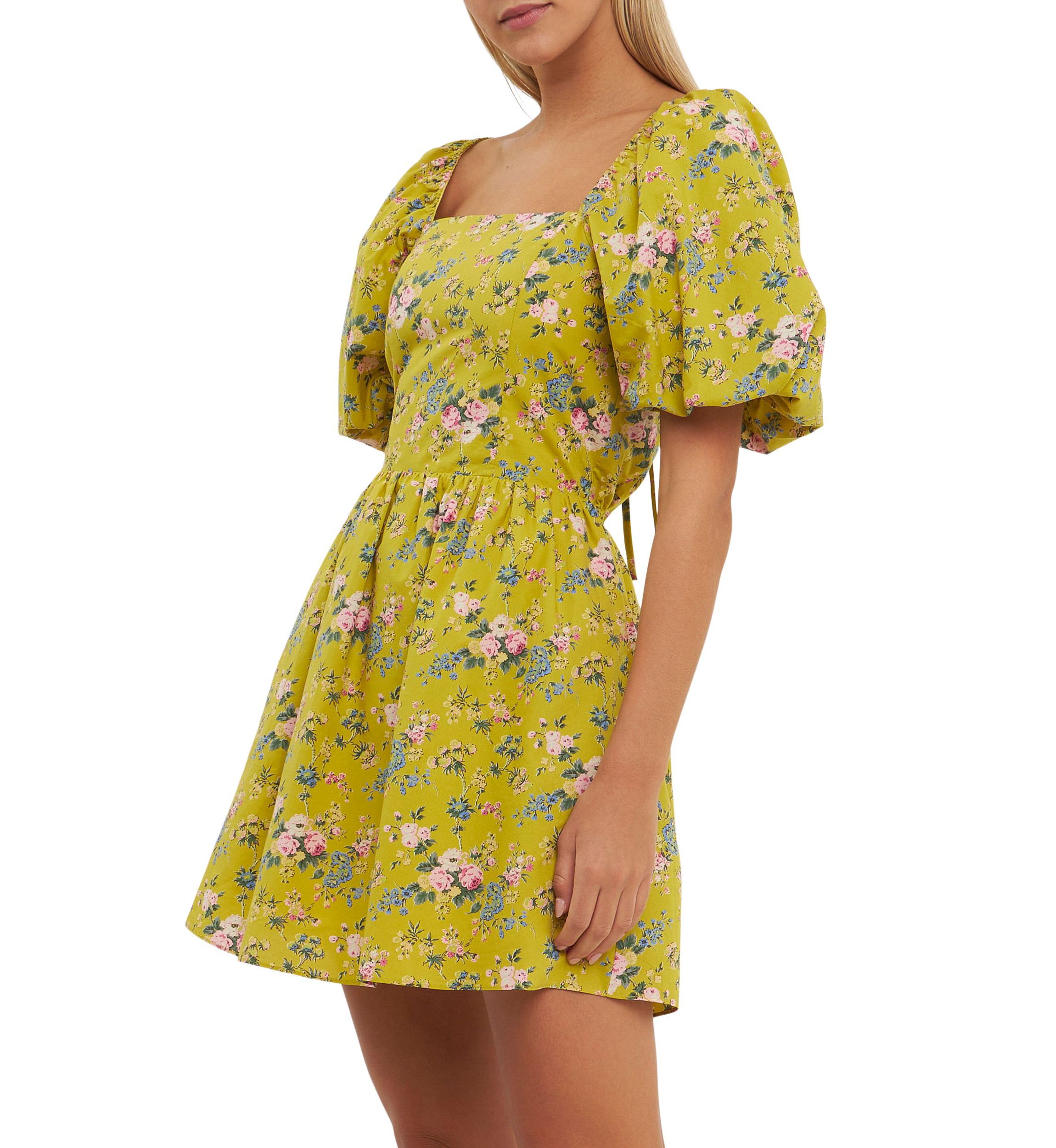 Floral Back Cutout Mini Dress