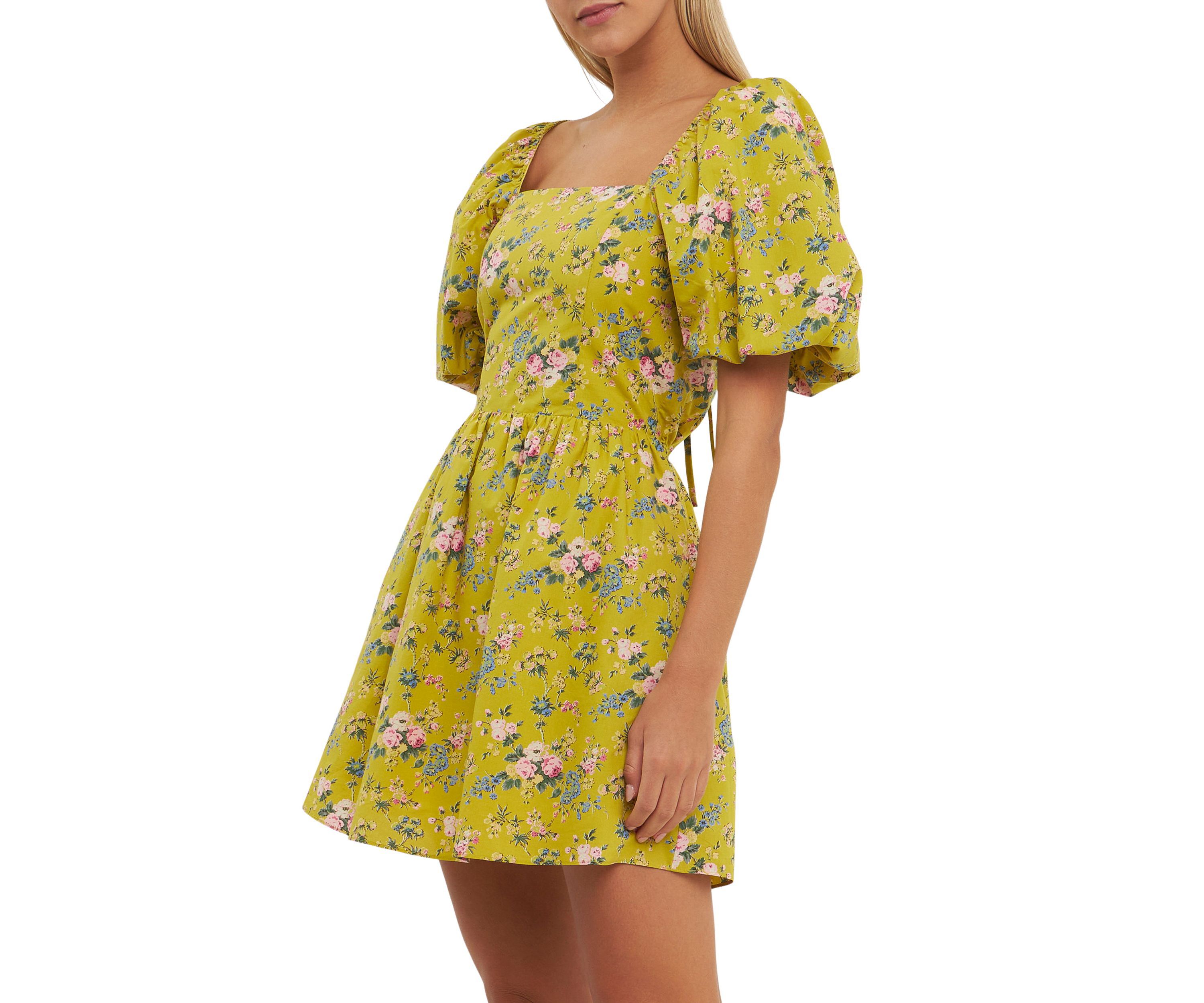 Floral Back Cutout Mini Dress