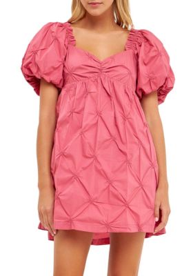 ENGLISH FACTORY Women's Textured Babydoll Dress, Mauve, Large