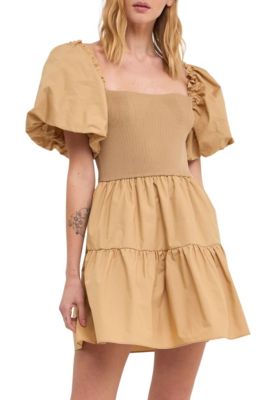 ENGLISH FACTORY Women's Mix media Mini Dress with Corset Detail, Large