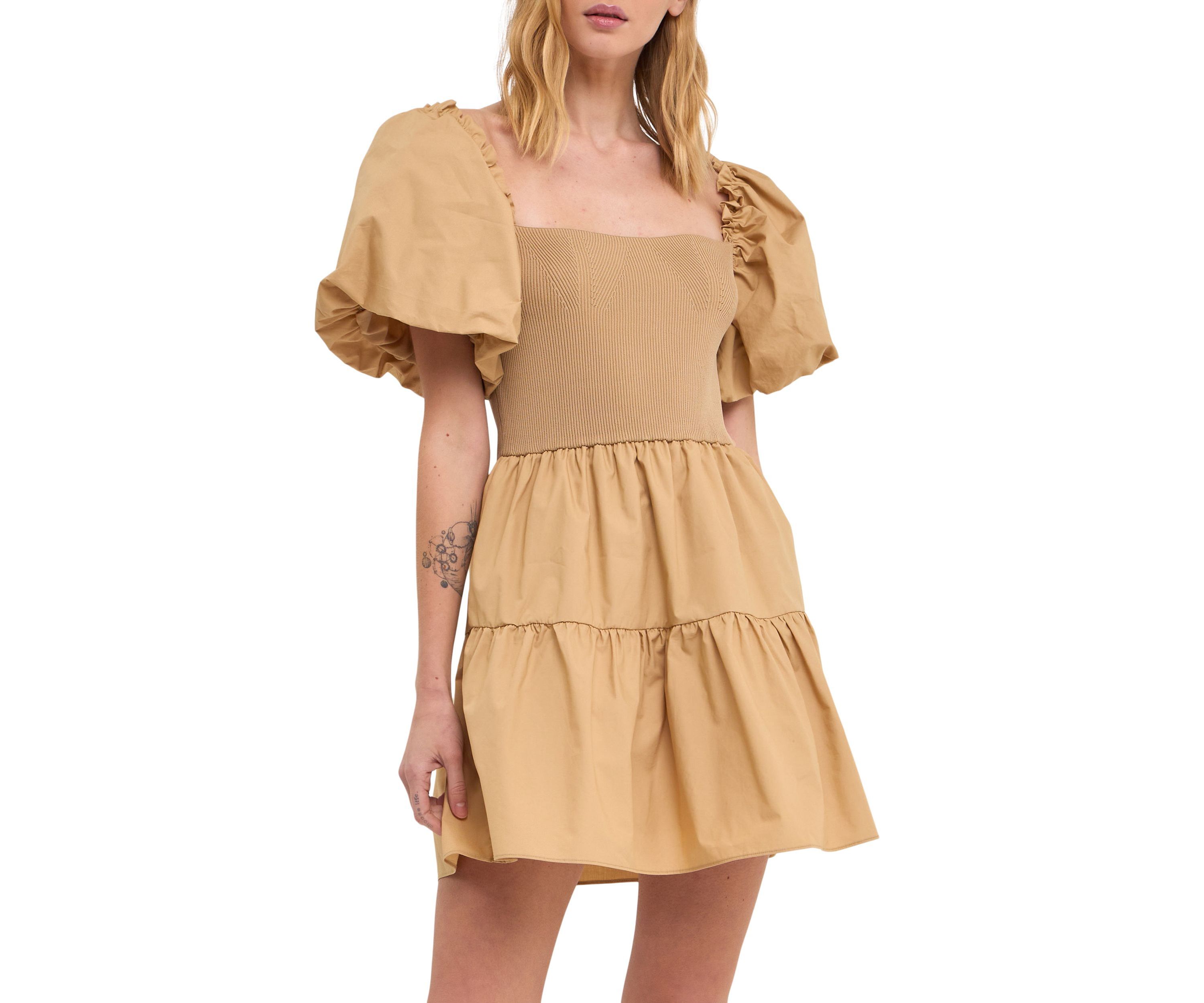 Mix media Mini Dress with Corset Detail