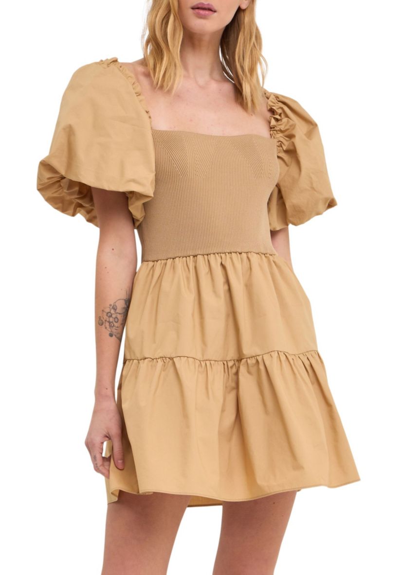 Mix media Mini Dress with Corset Detail