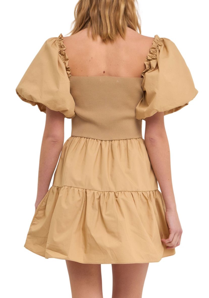 Mix media Mini Dress with Corset Detail