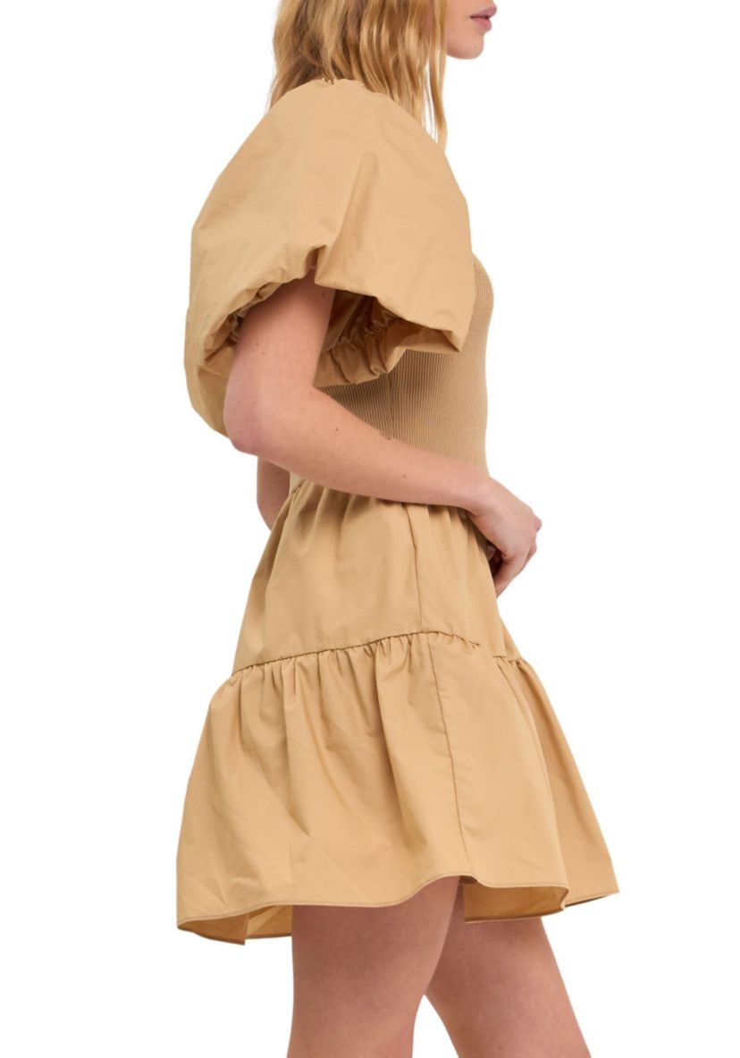 Mix media Mini Dress with Corset Detail