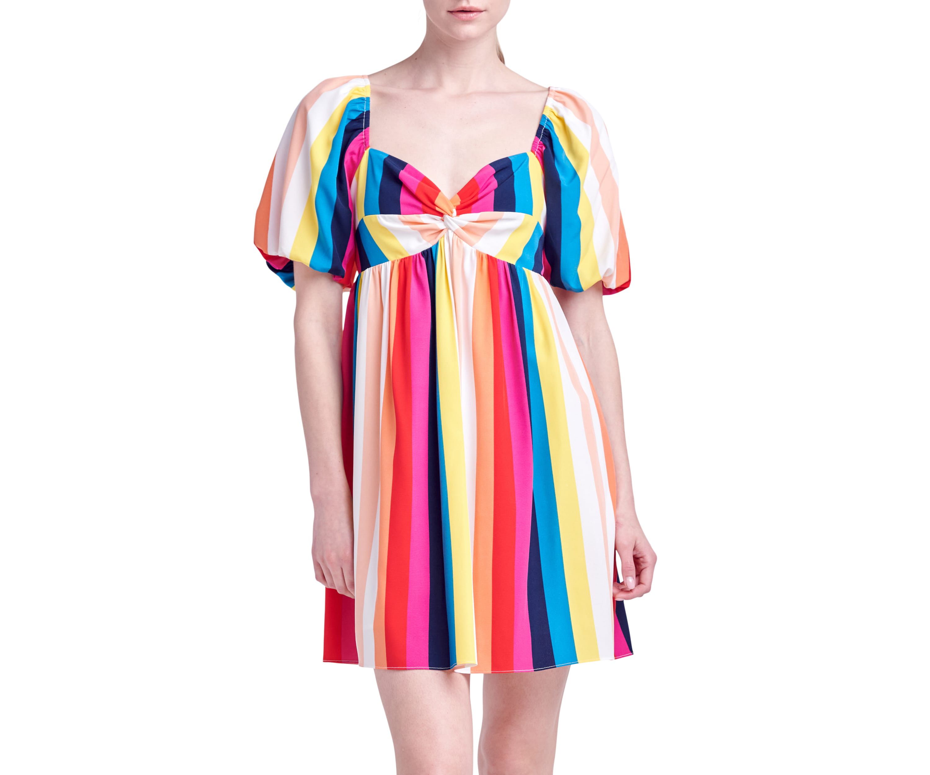Multi Color Stripe Mini Dress